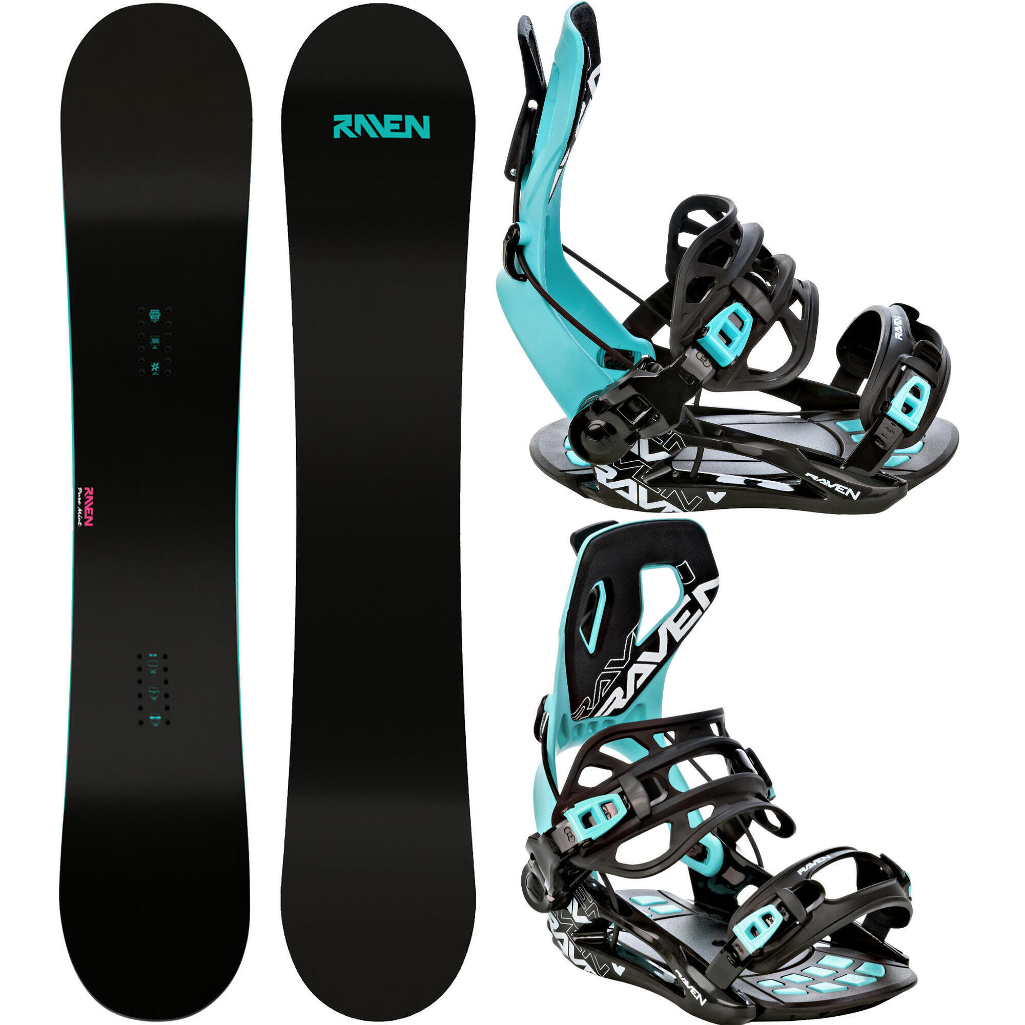 Zestaw Deska snowboardowa Raven Pure Mint + Wiązania Raven FT360