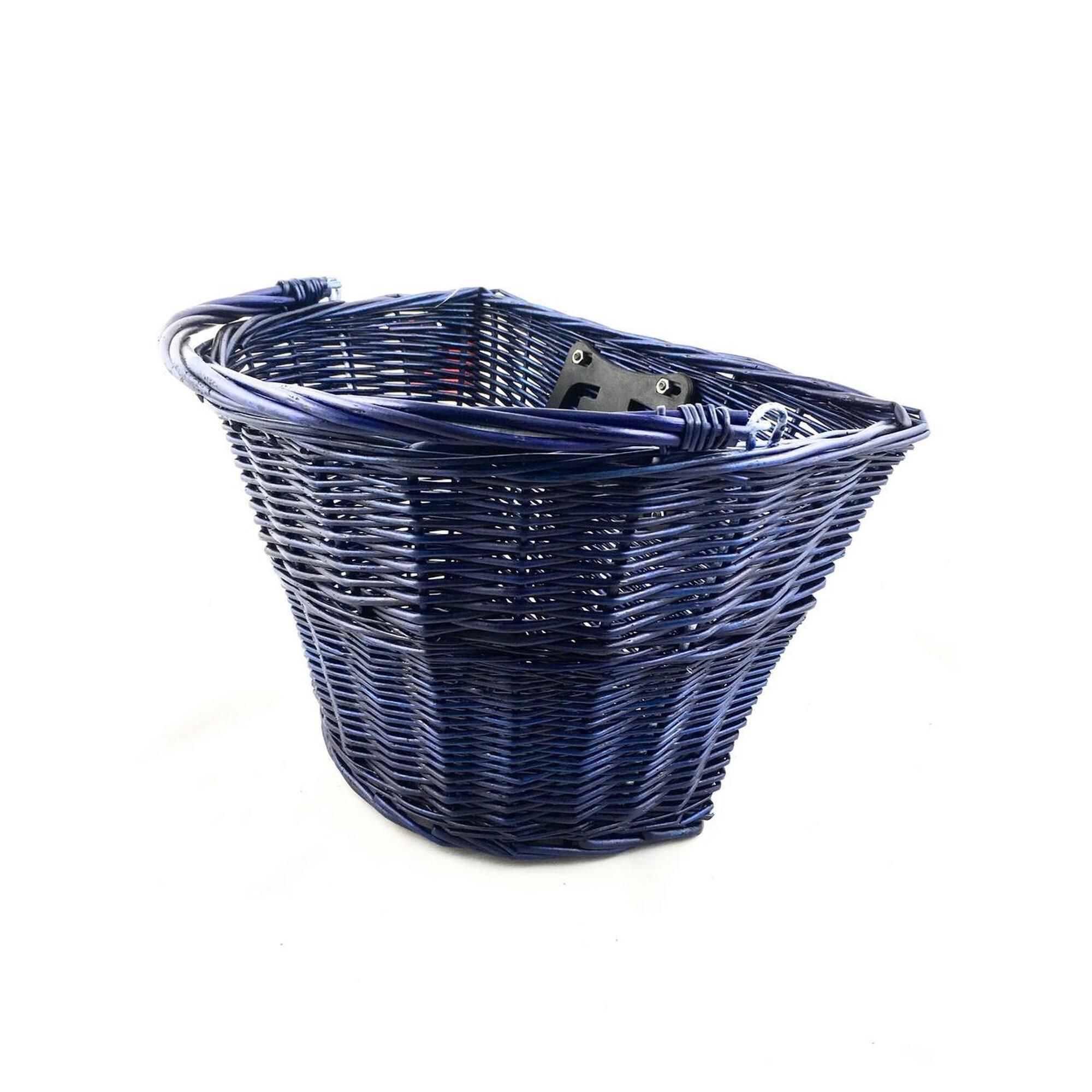 Kosz rowerowy przód wiklina Nowy "Click" ciemno niebieski