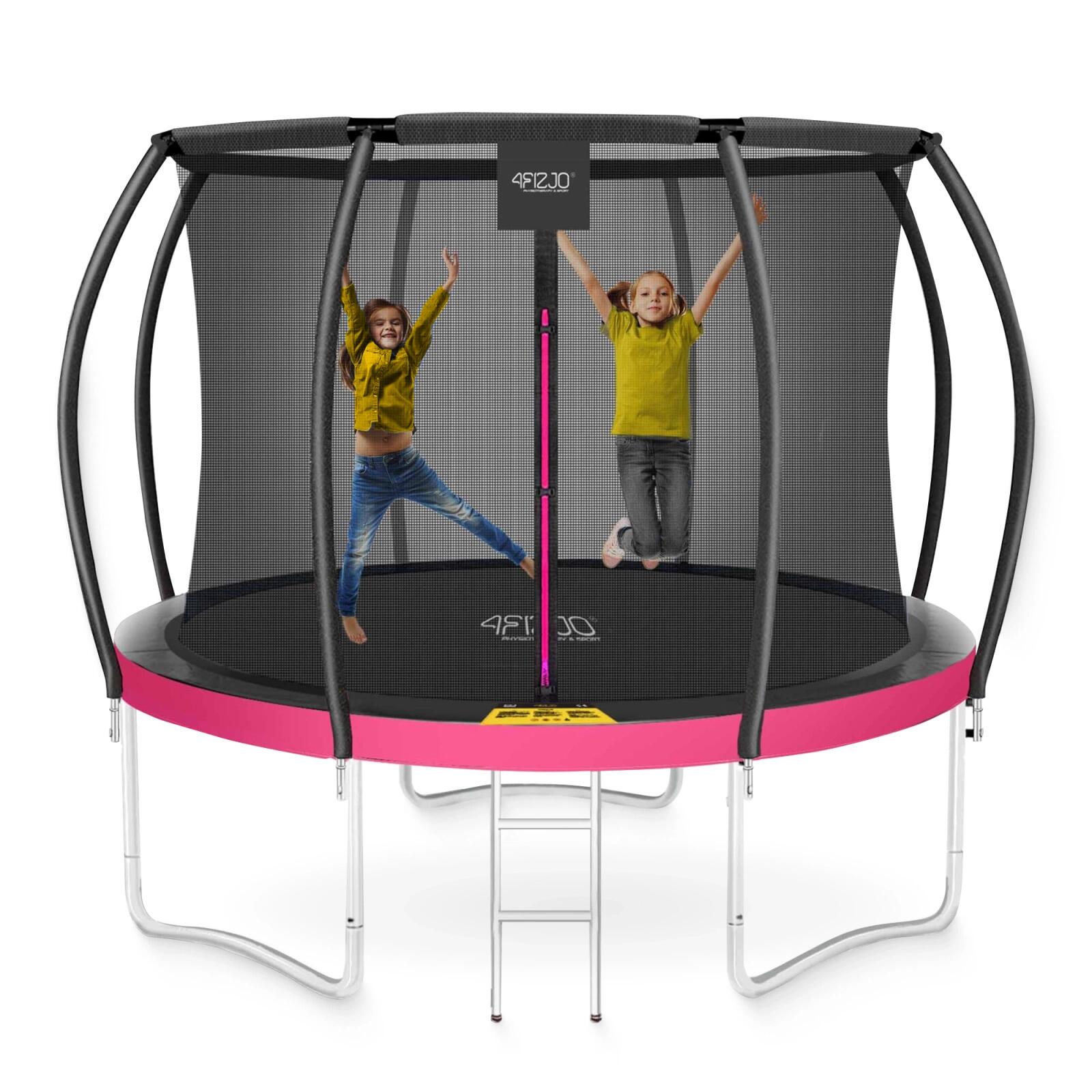 Trampolina ogrodowa dla dzieci 4FIZJO PRO z siatką ochronną 312cm 10FT różowa