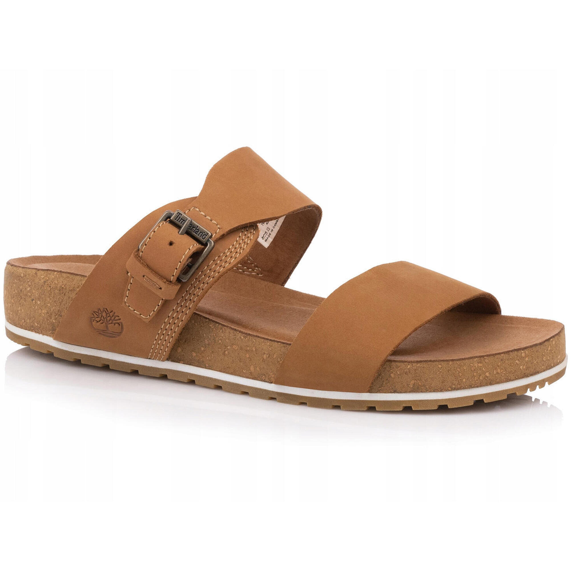 Klapki skórzane damskie brązowe TIMBERLAND MALIBU WAVES SLIDE RUST NUBUCK