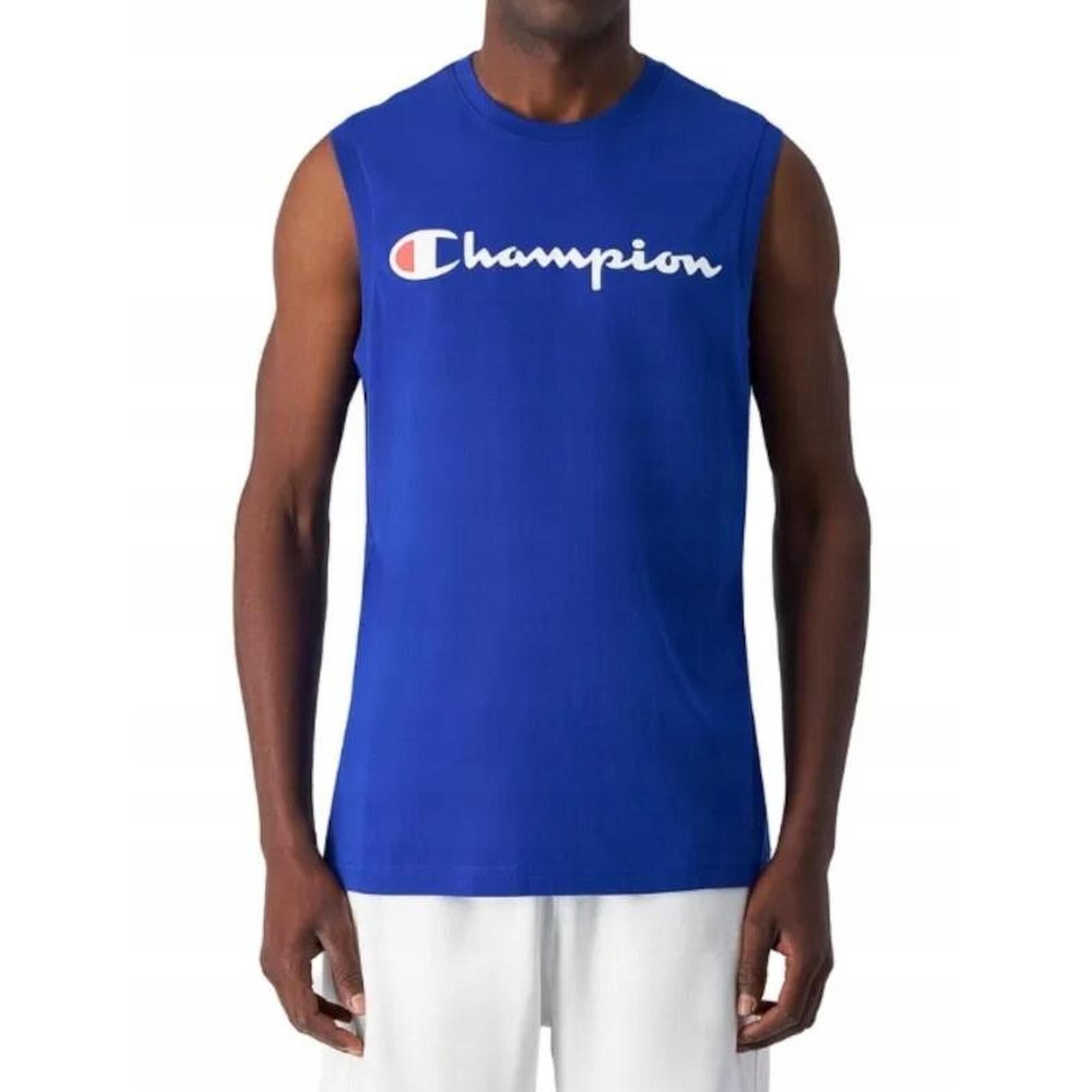 KOSZULKA męska CHAMPION bez rękawów 220778-BS008 sportowa granat bawełna XL