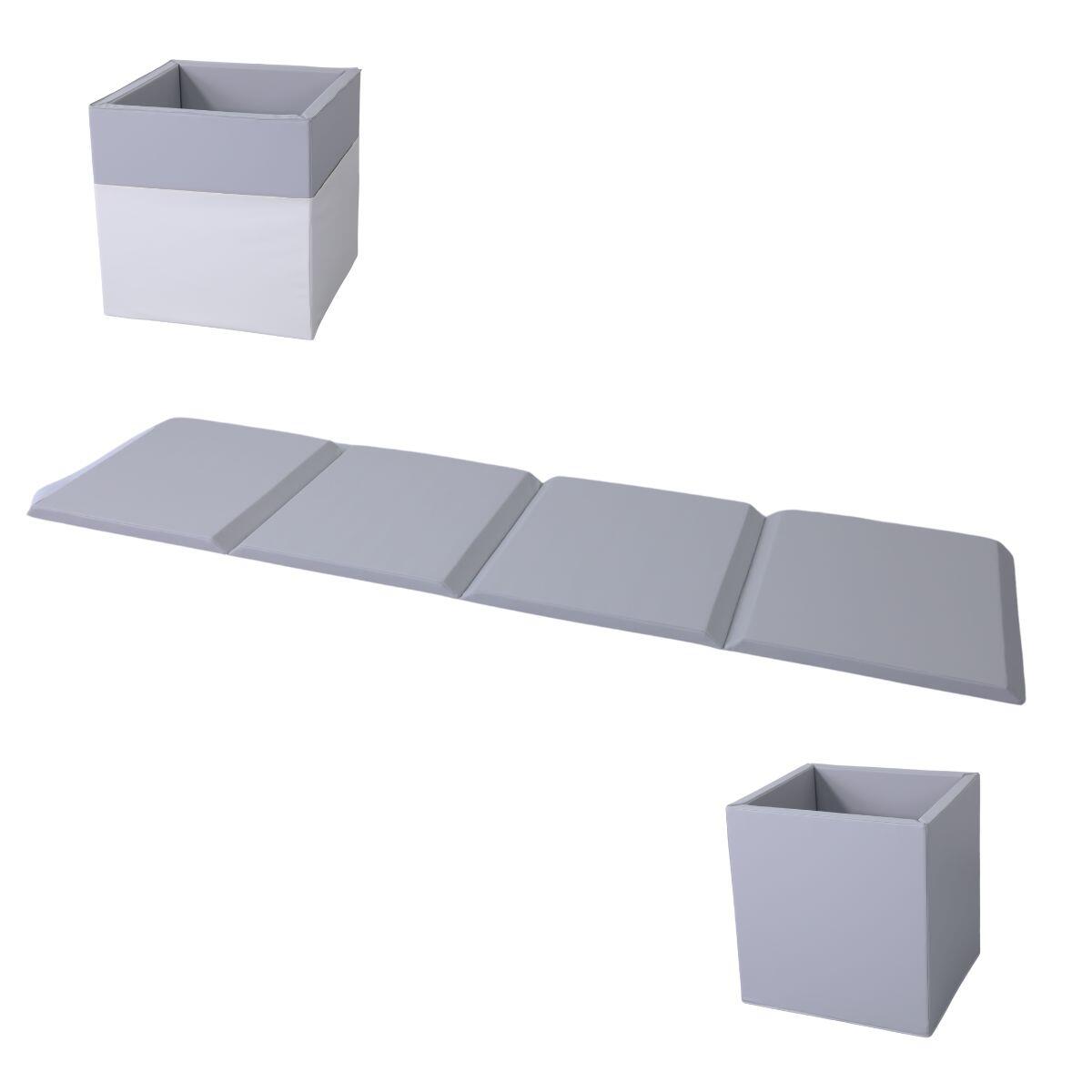 Materac gimnastyczny 2w1 240x60x4 cm czteroczęściowy