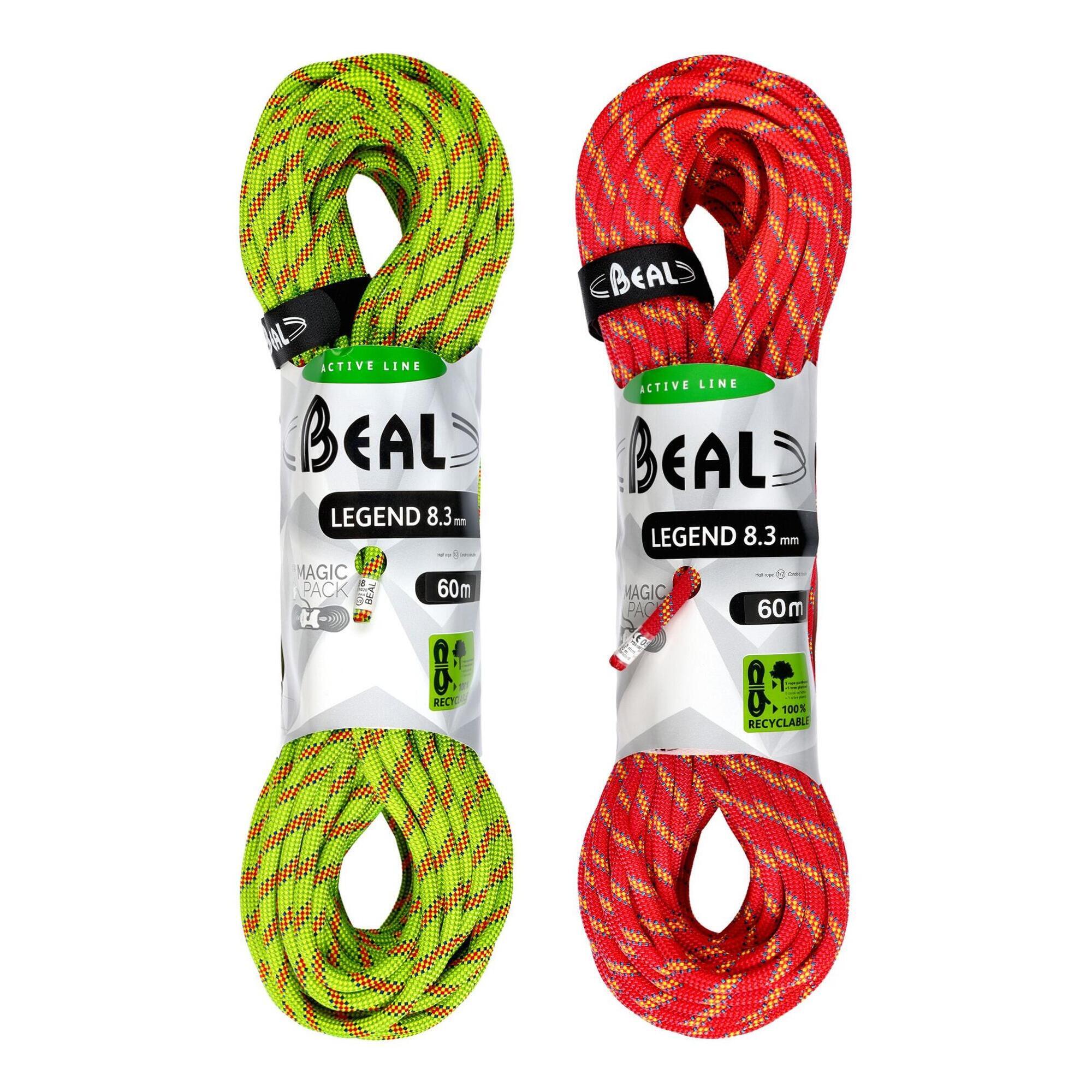 Lina połówkowa Beal Legend 8,3 mm 60m x 2 - green/pink