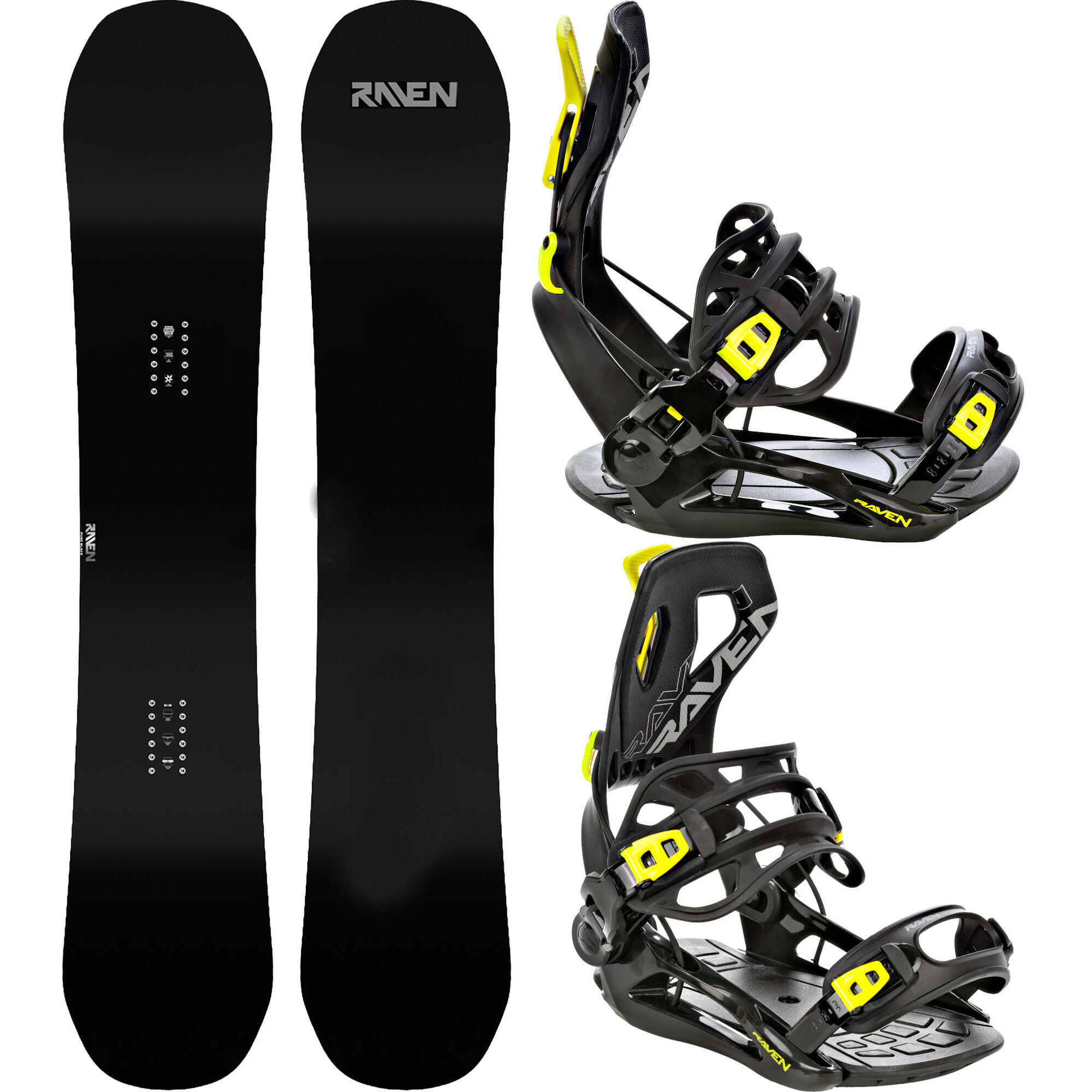 Zestaw Deska snowboardowa Raven Pure Black + Wiązania Raven FT360