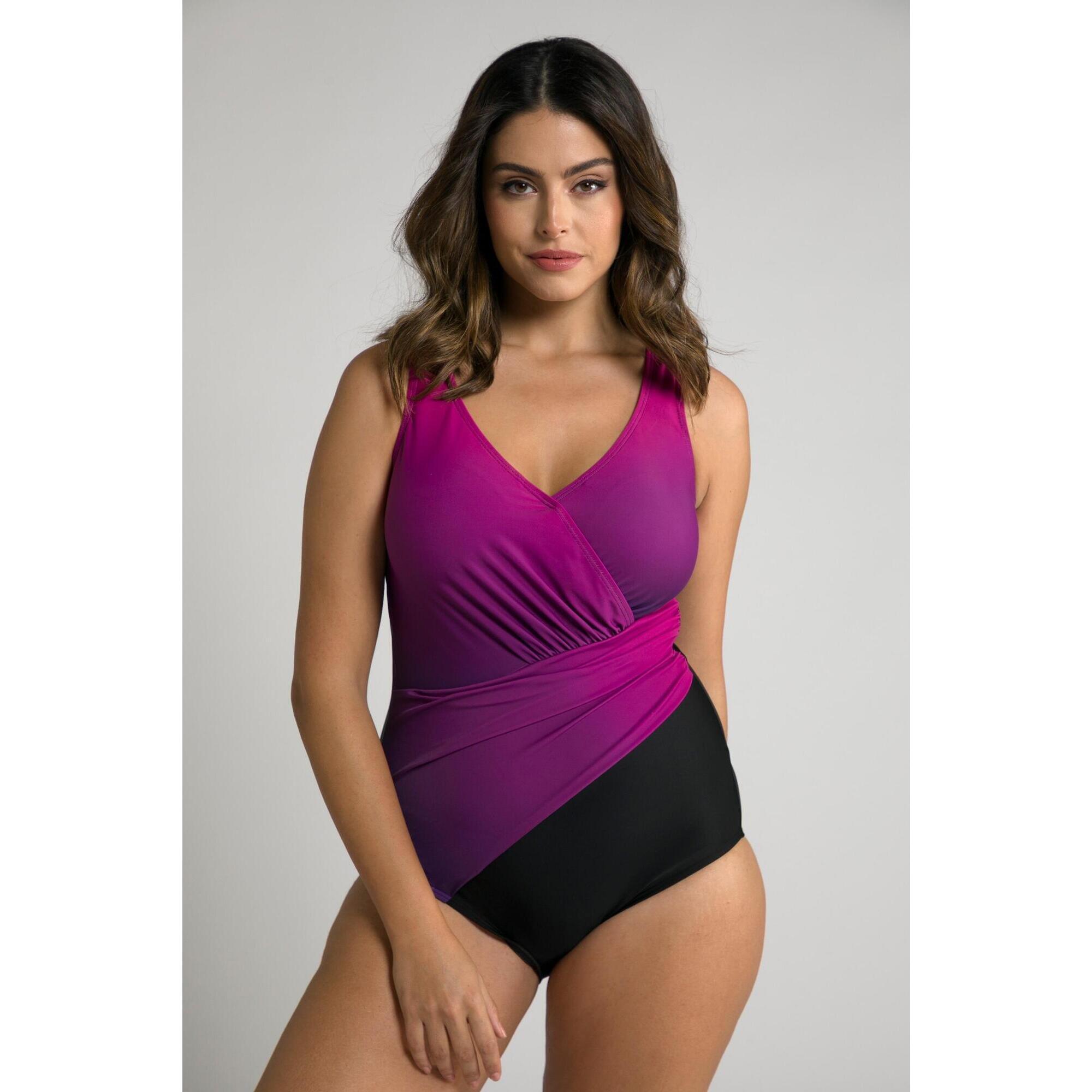 Damski Cieniowany kostium kąpielowy usztywniane miseczki faktura drapowanie