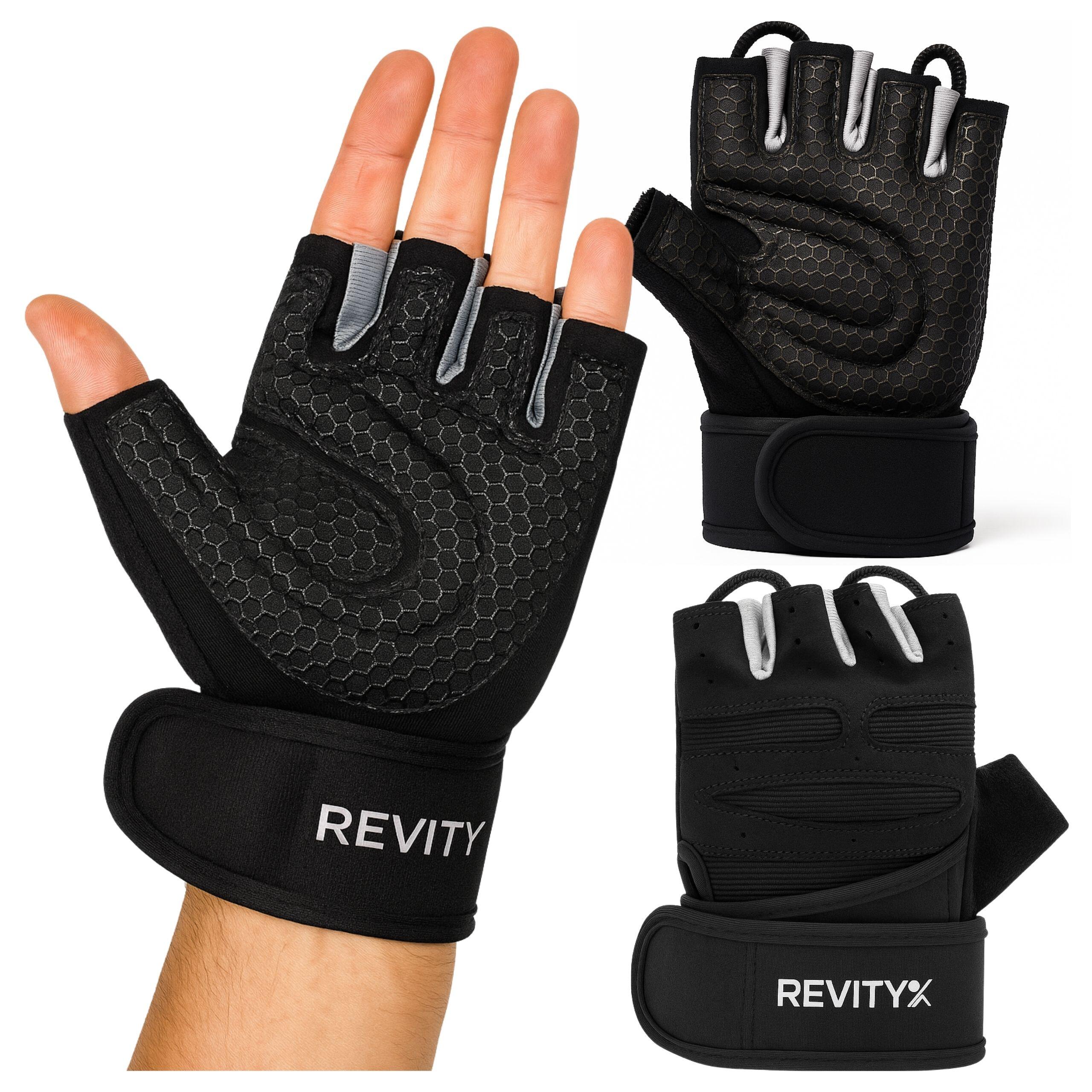 Rękawiczki treningowe na siłownię z usztywniaczem nadgarstka i pętlami 2 w 1