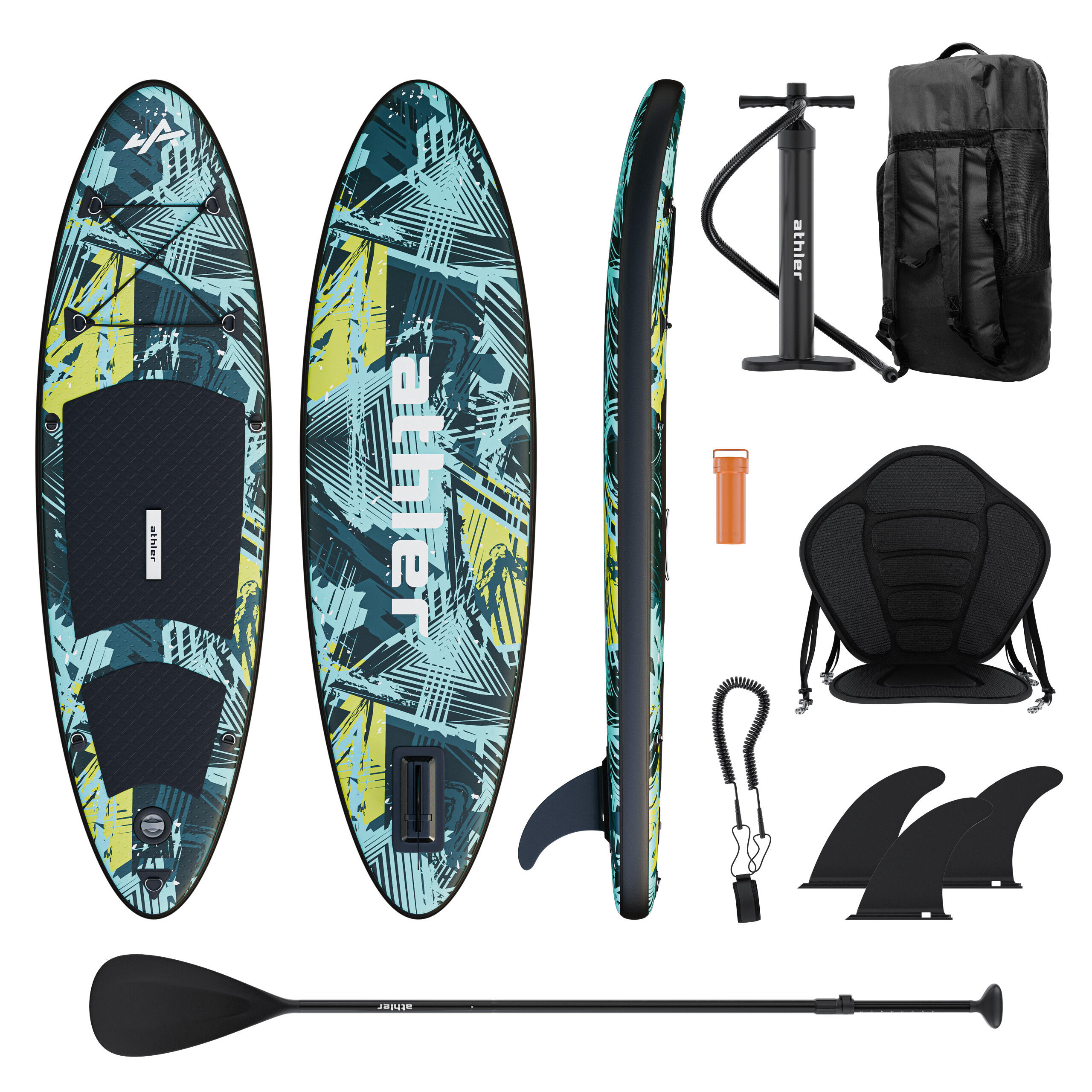 Deska SUP dla dzieci pompowana 2w1 Athler Splash 50, Lekka 200x55cm, Zwrotna