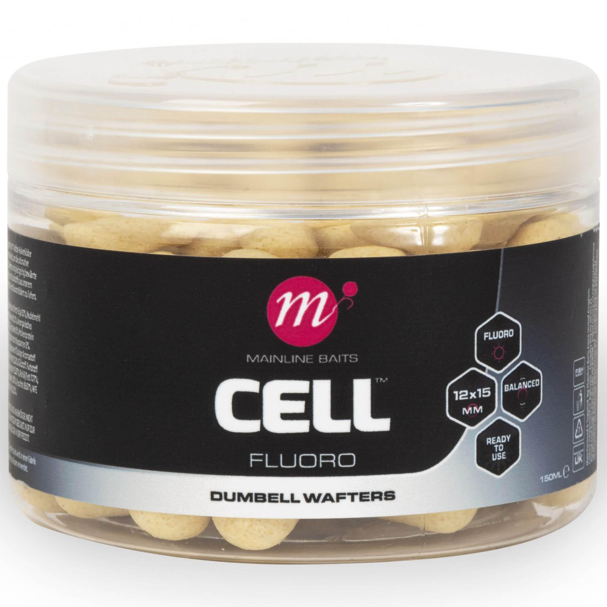 Przynęta Kulki Mainline Cell Fluoro Dumbell Wafters 12X15Mm White