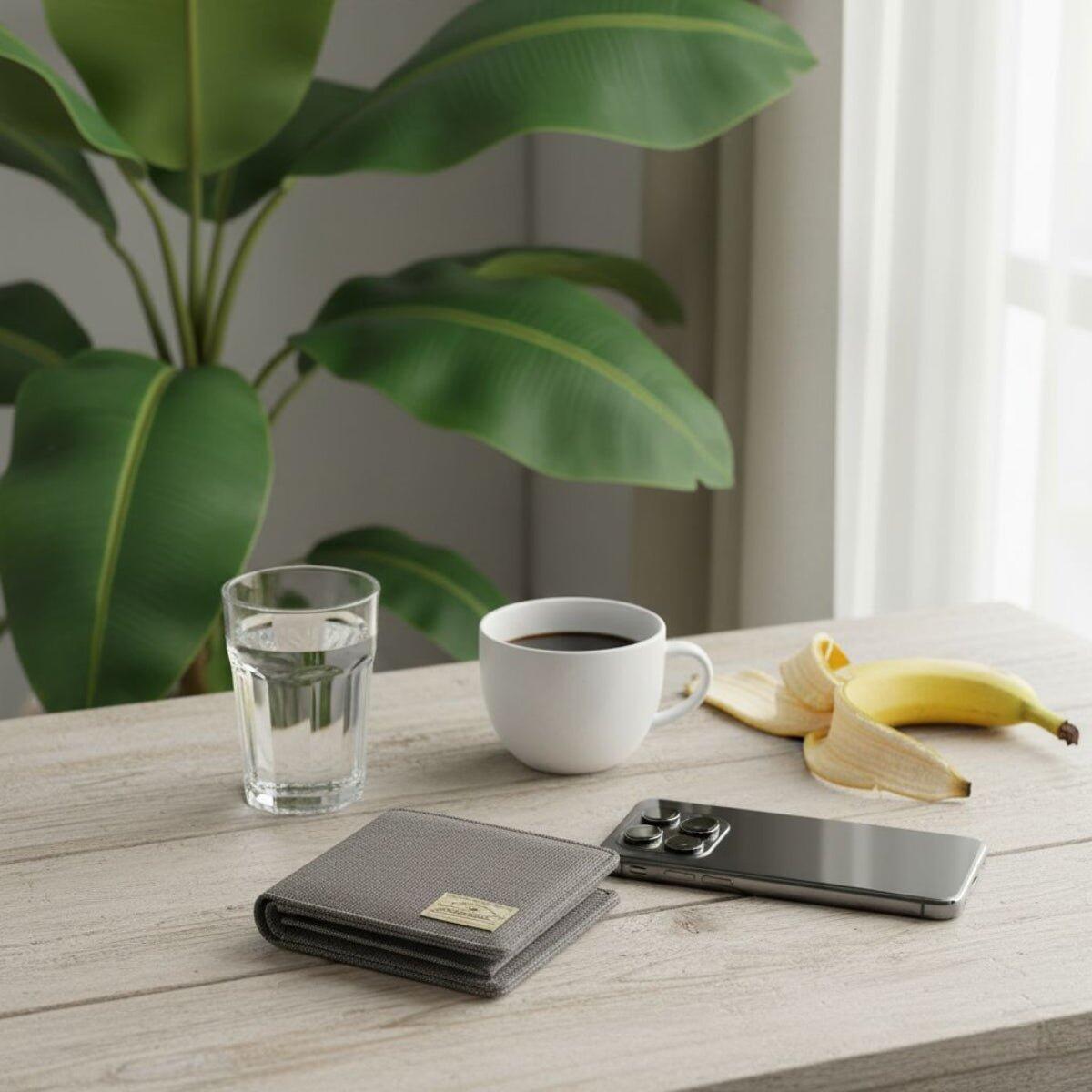 Portfel z płótna z blokadą RFID szary