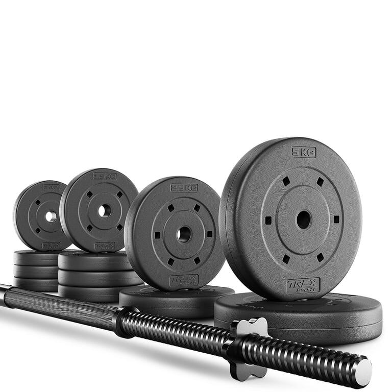 Zestaw obciążeń bitumicznych ze sztangą Trex Sport 28kg, gryf prosty 150cm