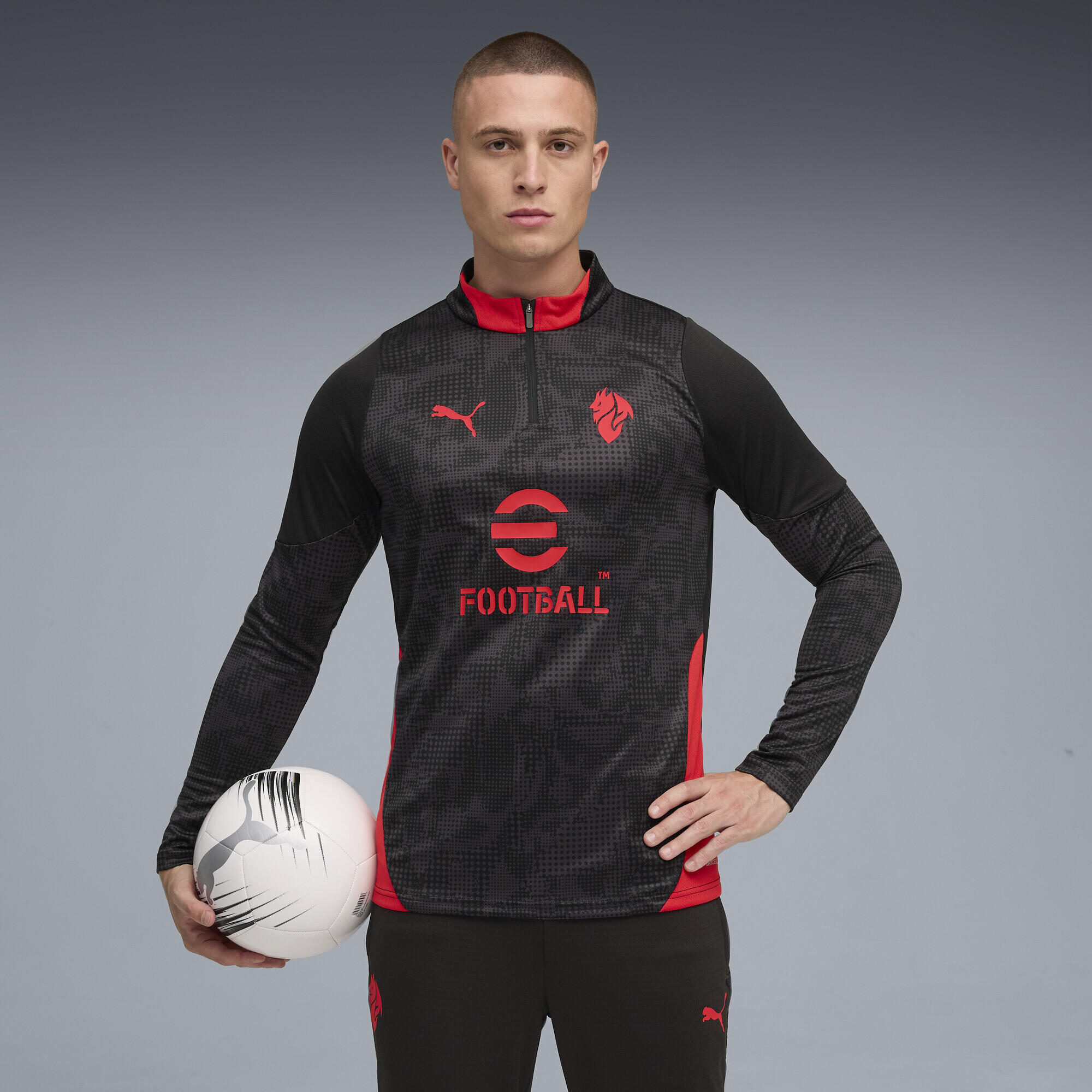 Męska bluza treningowa z zamkiem 1/4 AC Milan 25/26 PUMA