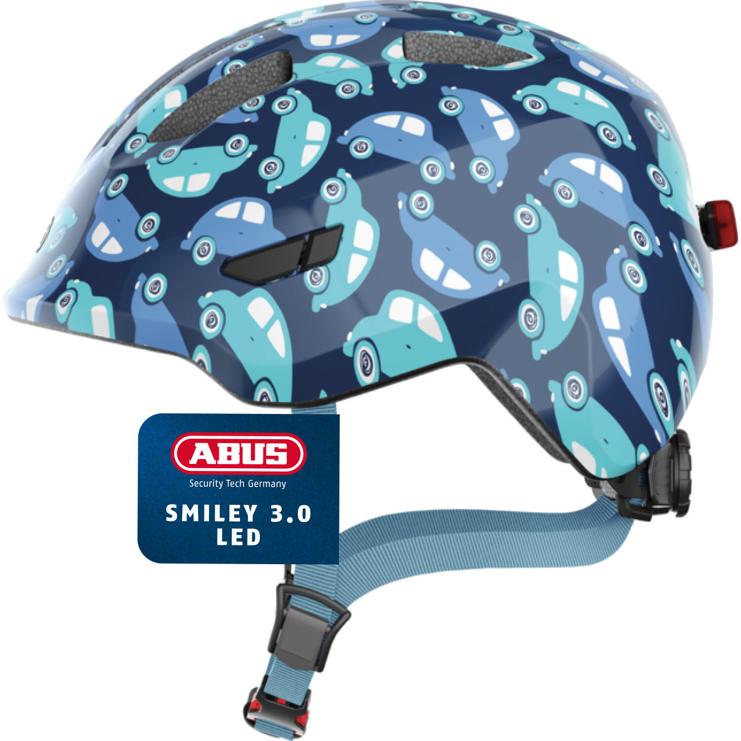 Kask Rowerowy Smiley 3.0 Led Niebieski Car S 45-50 Cm