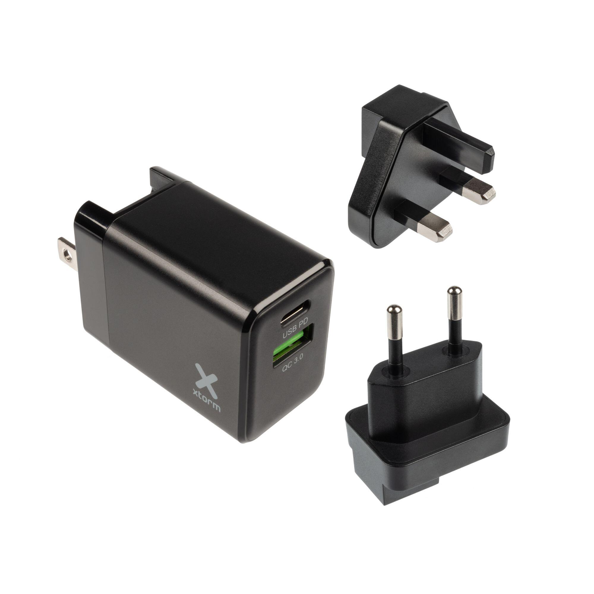 Adapter sieciowy XTORM z wymiennymi wtyczkami 20W czarny