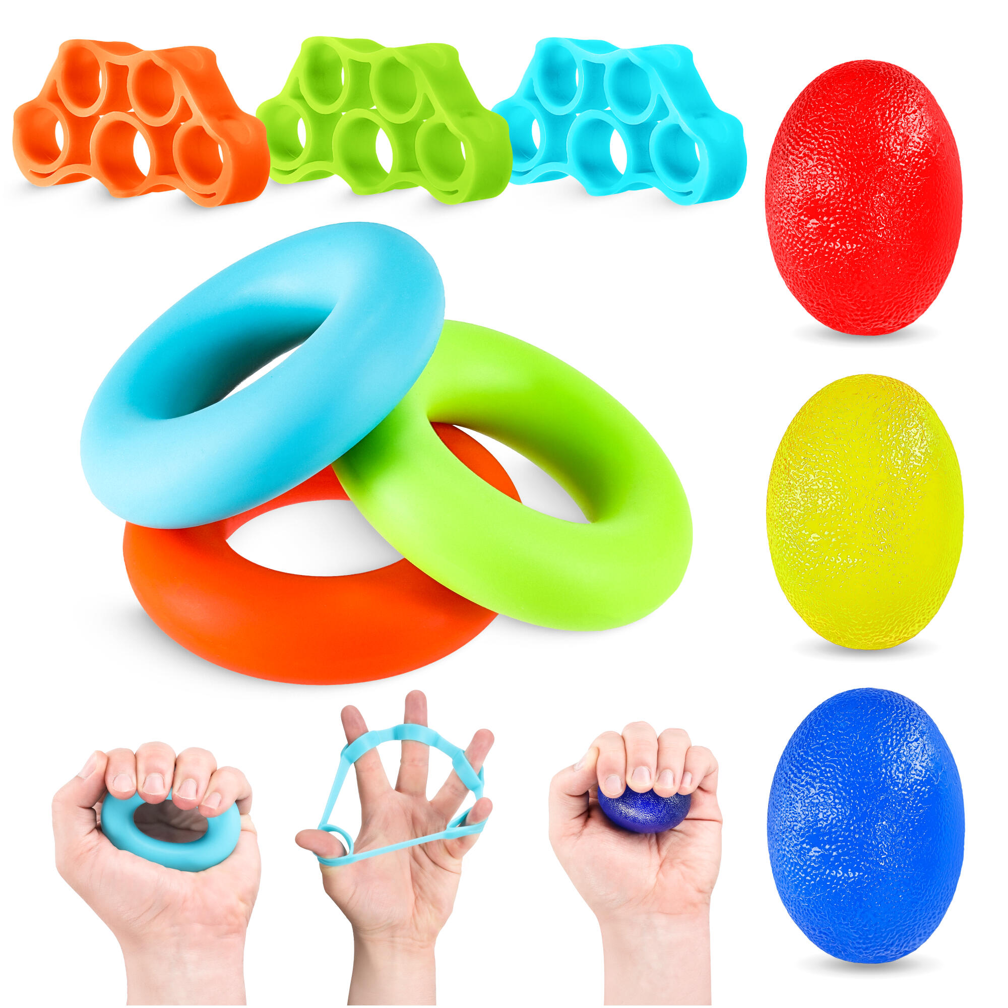 Zestaw 9 gum do treningu dłoni i rehabilitacji 4FIZJO