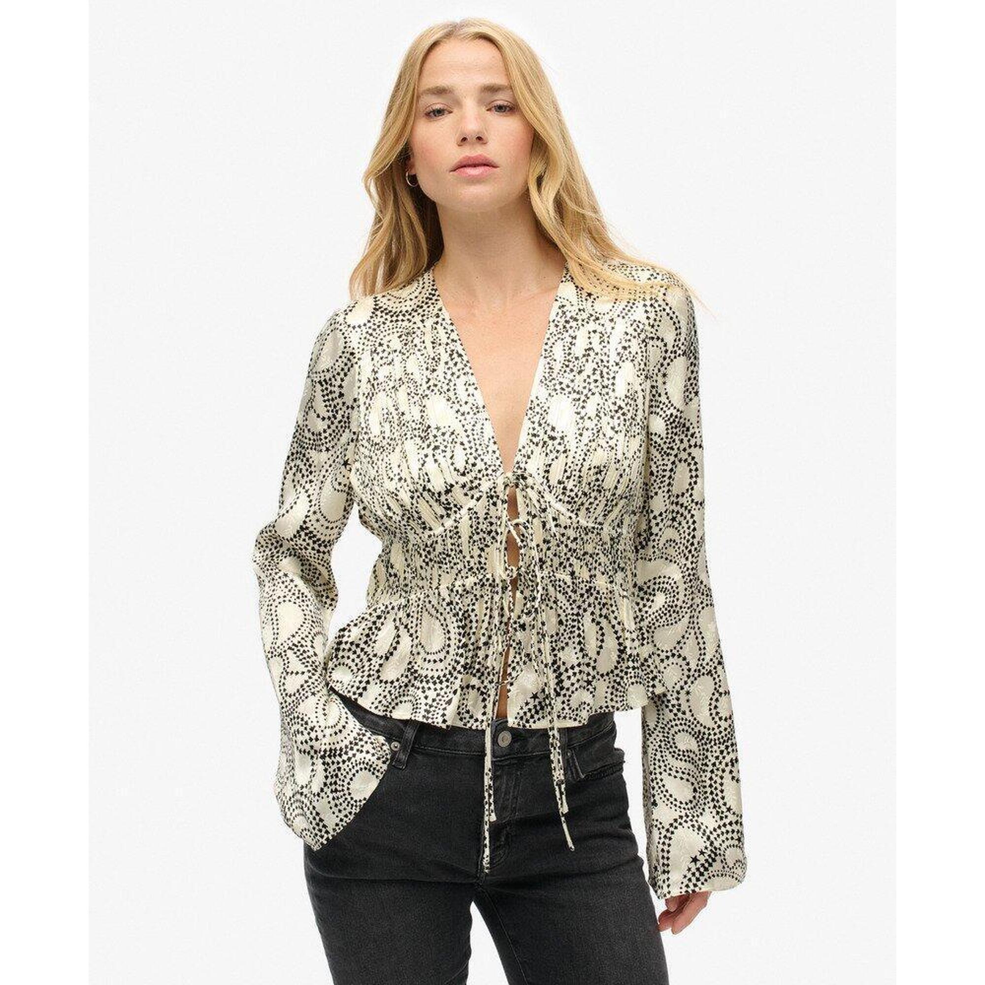 Top z plisowanym materiałem z lat 70.