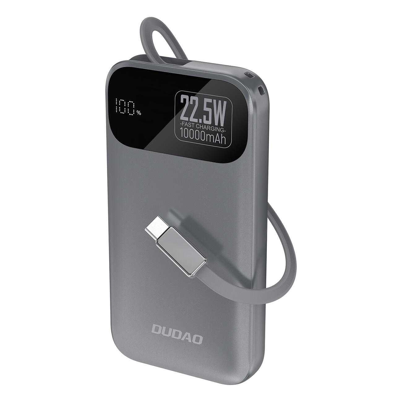 Powerbank Dudao k31 10000 mAh 22,5W pd z wbudowanym kablem - szary