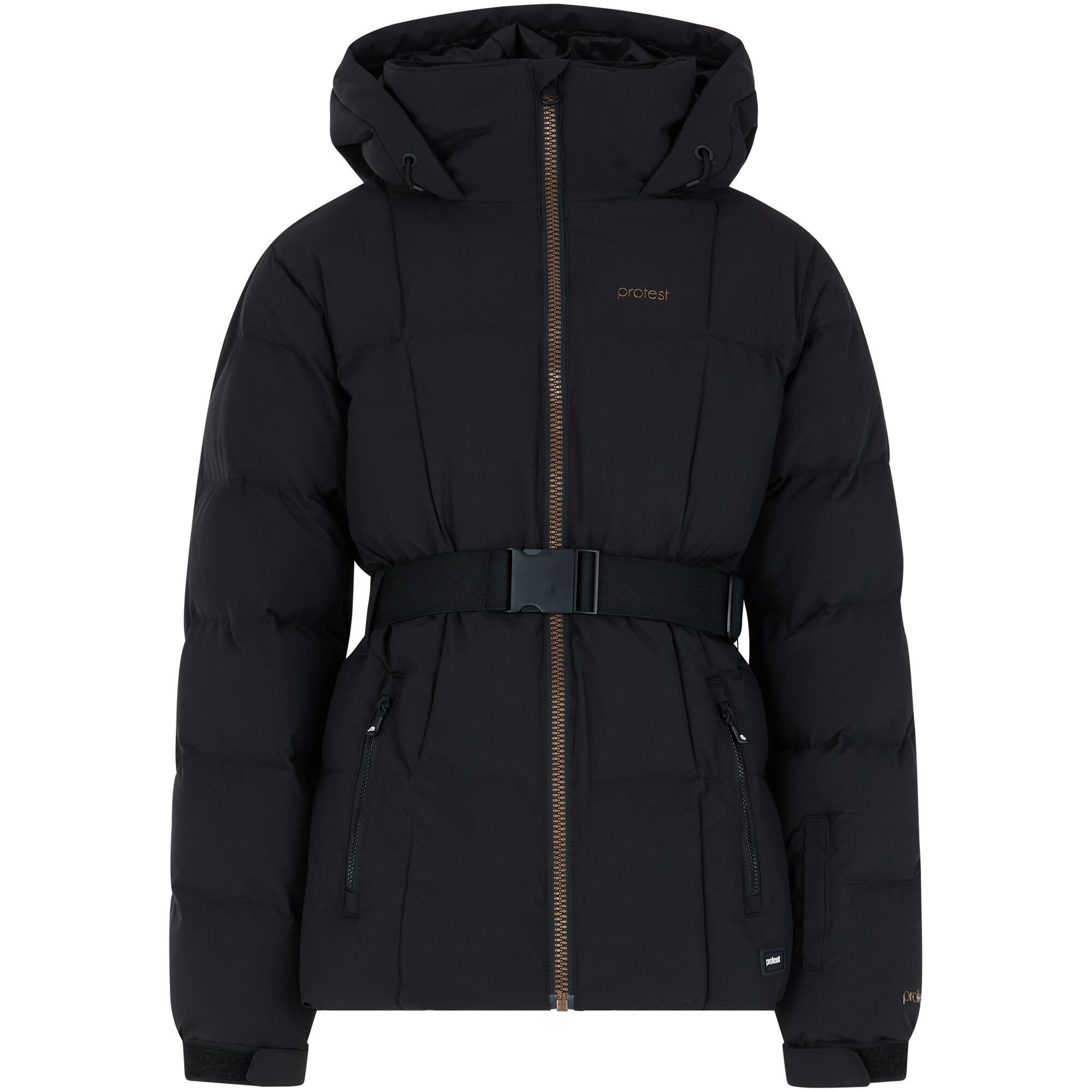 Kurtka narciarska/snowboardowa pikowana z kapturem zapinana na zamek Junior