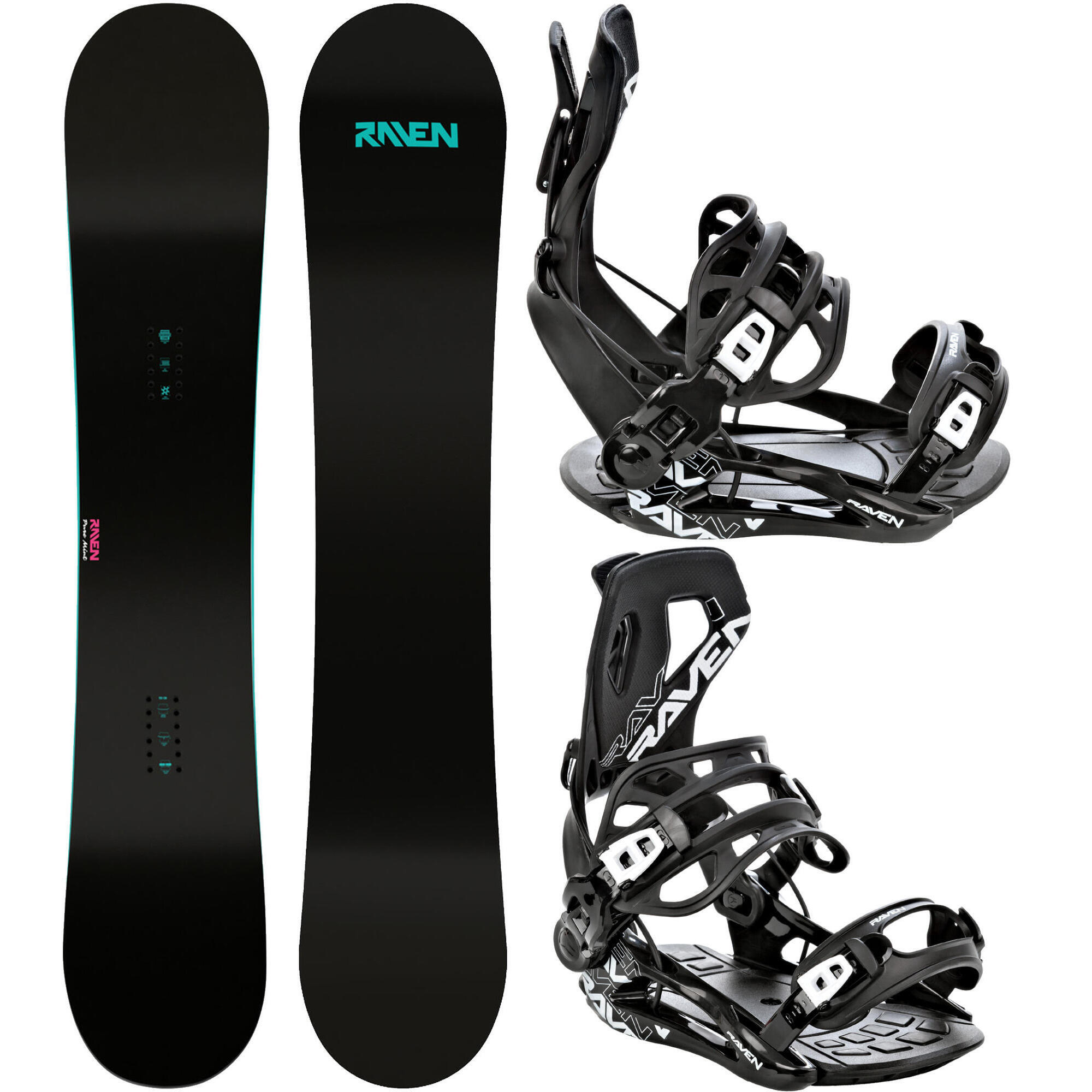 Zestaw Deska snowboardowa Raven Pure Mint + Wiązania Raven FT360