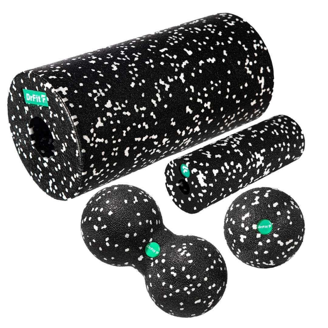 Piankowy zestaw do masażu i rehabilitacji 4 elementy roller duoball piłka DrFit