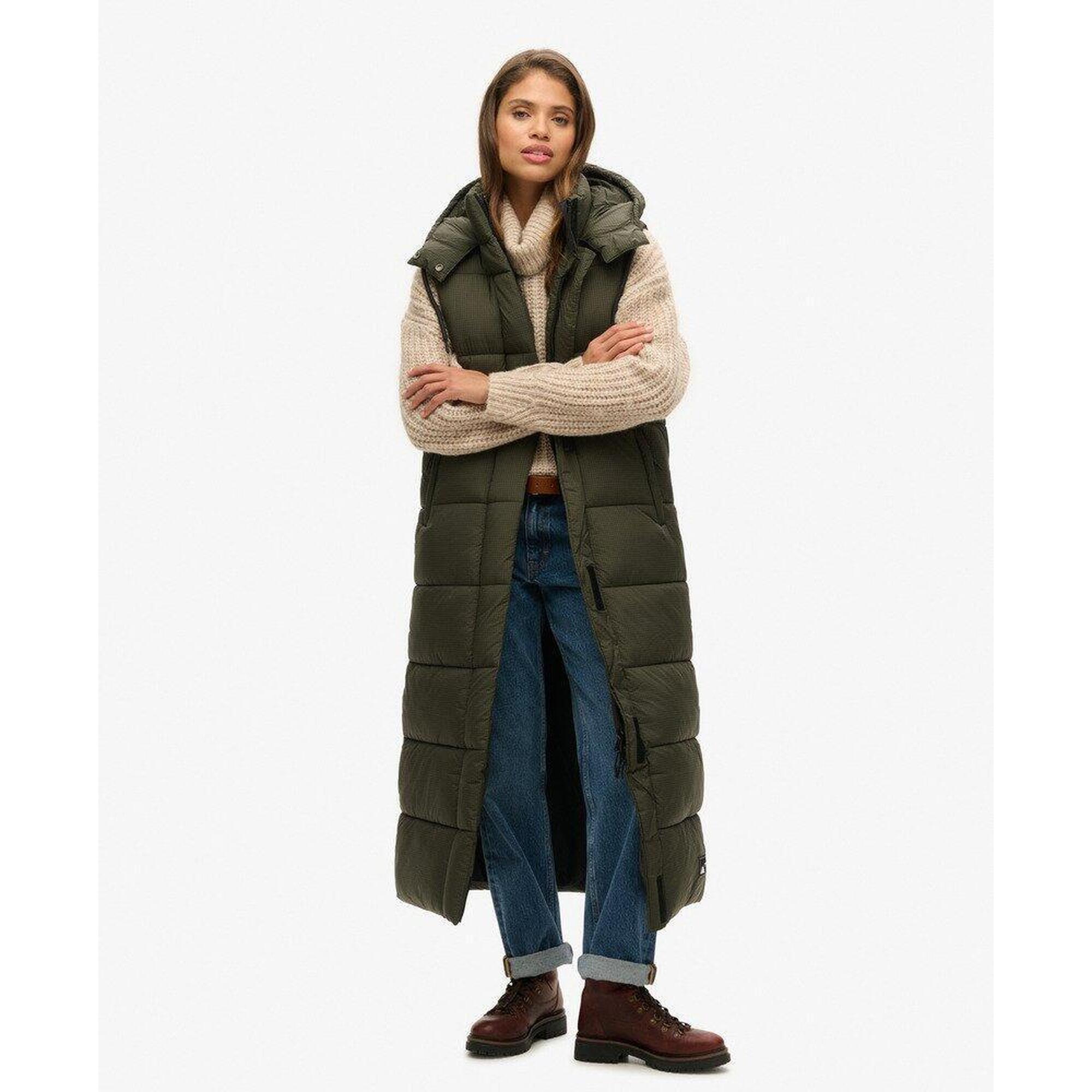 Długi kamizelka z kapturem z ripstopu