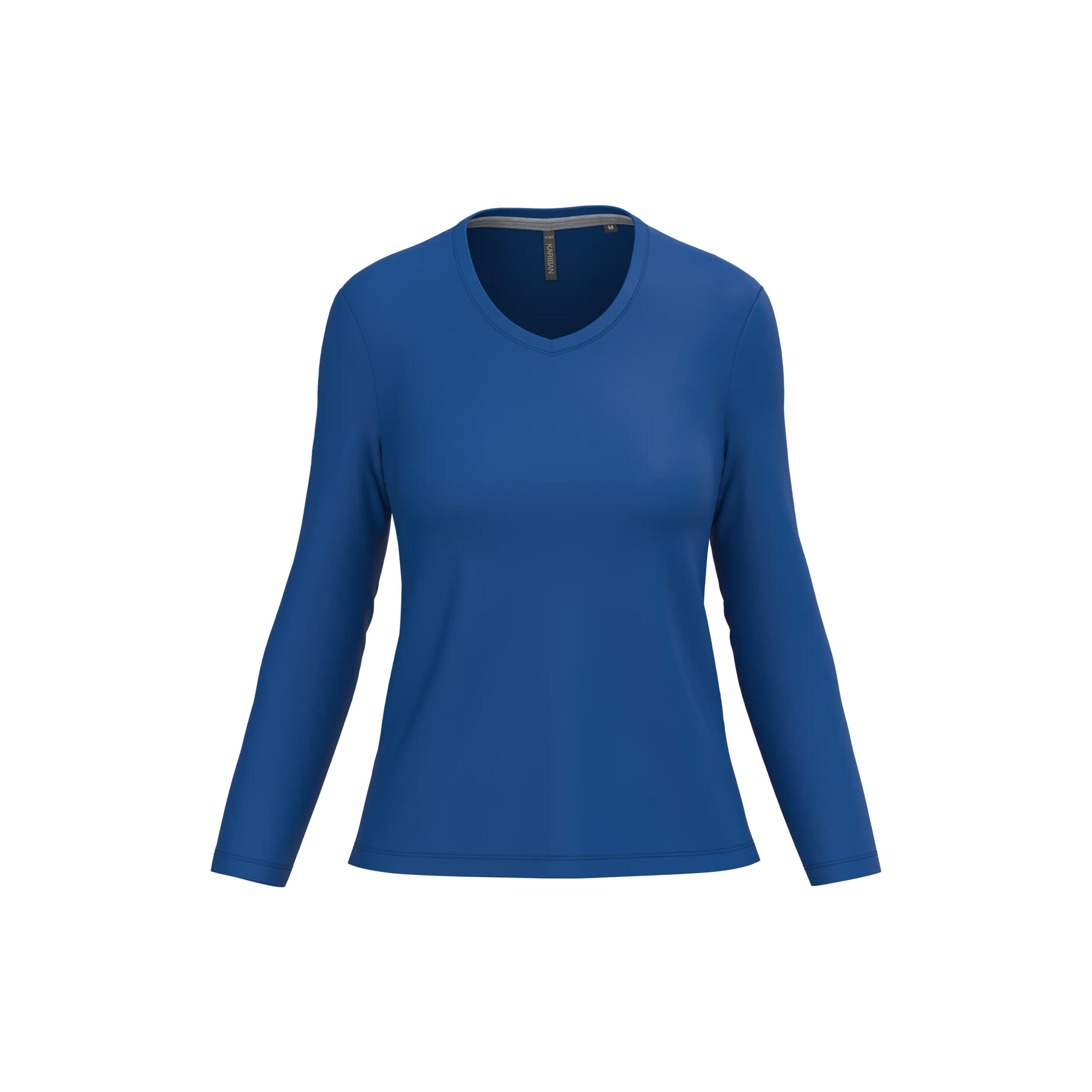 Damska koszulka z długim rękawem i dekoltem w serek Kariban