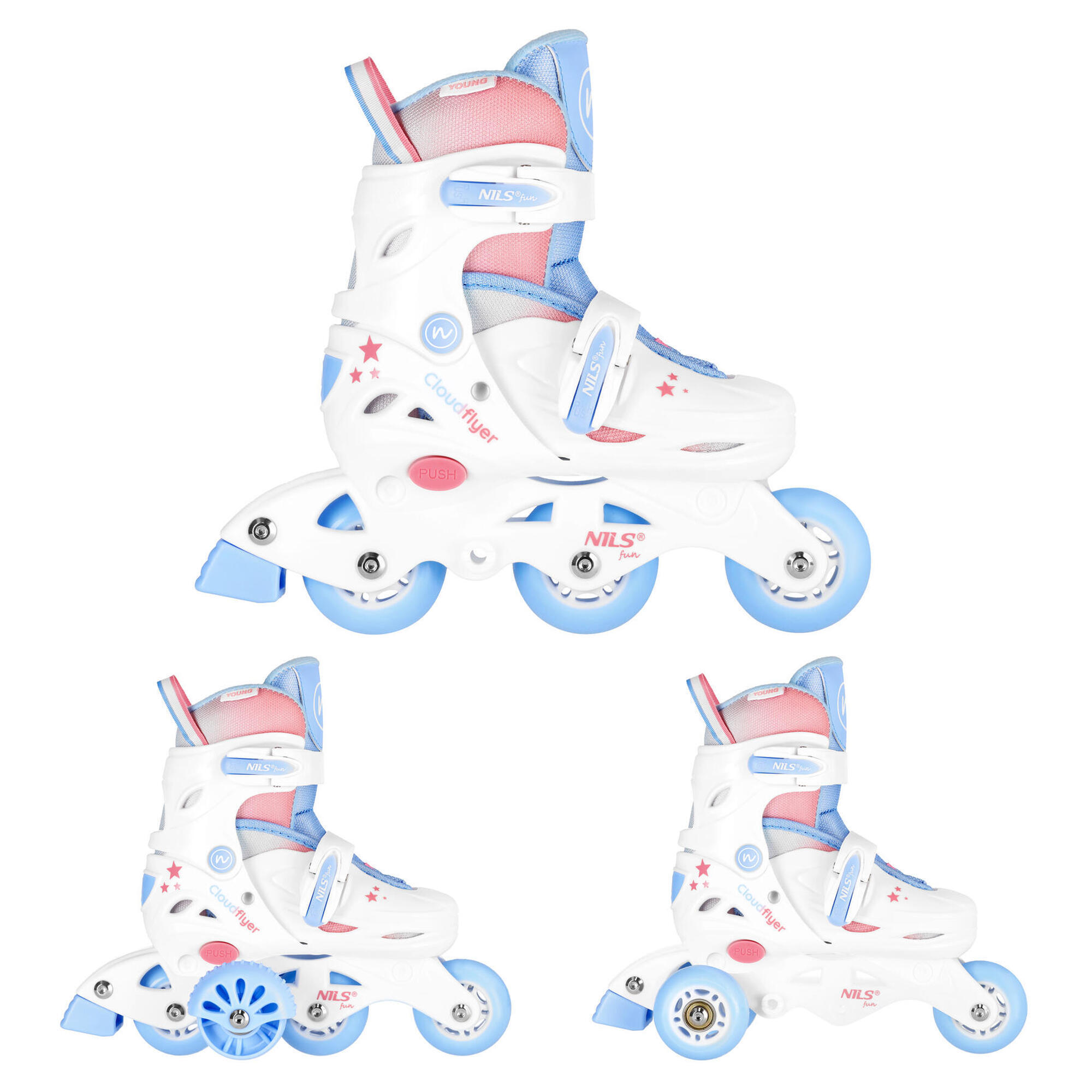 Rolki dziecięce z funkcją wrotki NJ1190 Three Steps Nils Fun