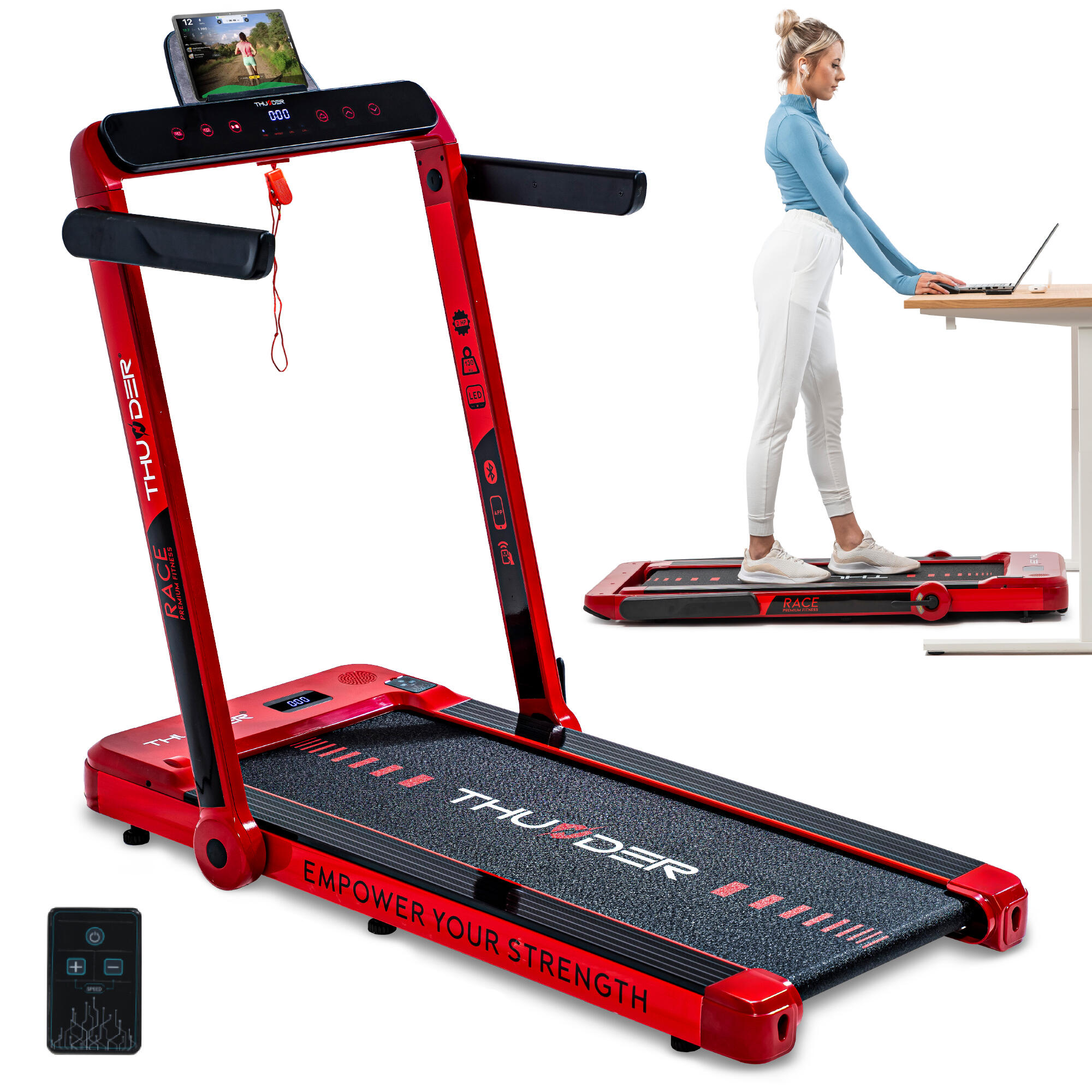 Bieżnia elektryczna do biegania składana Thunder RACE-RED 14 km/h