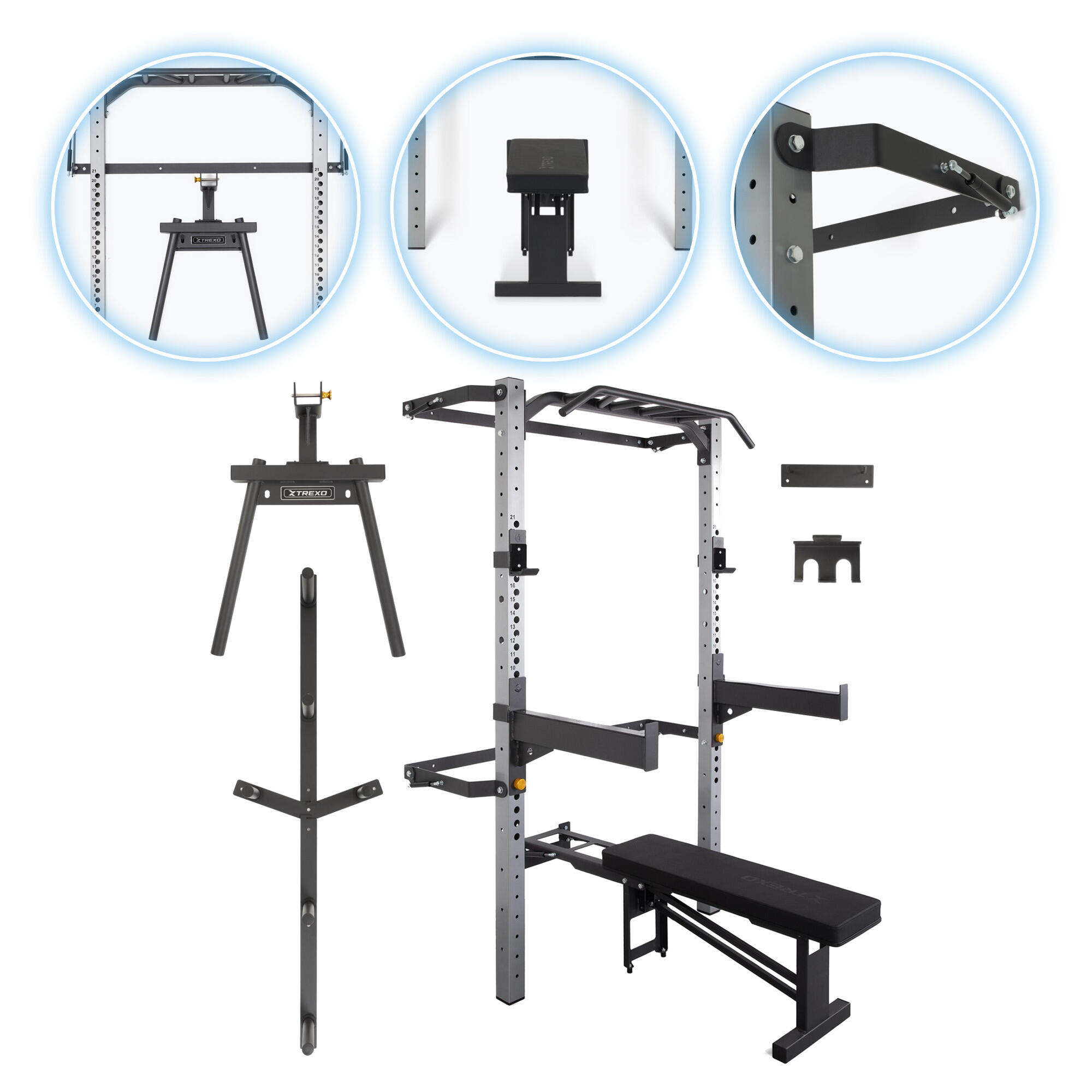 Klatka ścienna XTREXO Mercury z ławką i wieszakiem na talerze