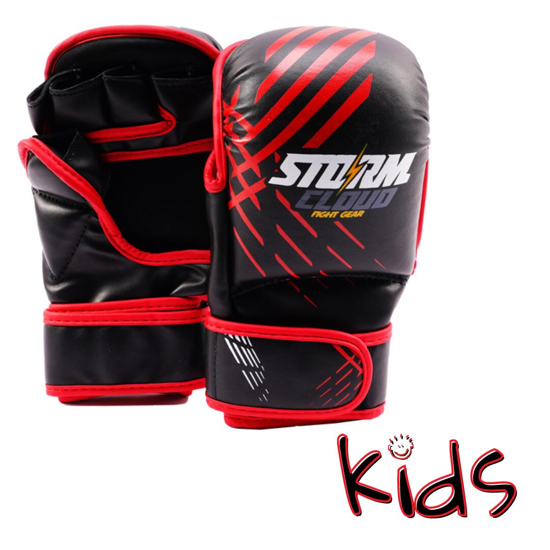 Rękawice MMA dla dzieci StormCloud Lynx Czarno/Czerwone 7oz Junior L
