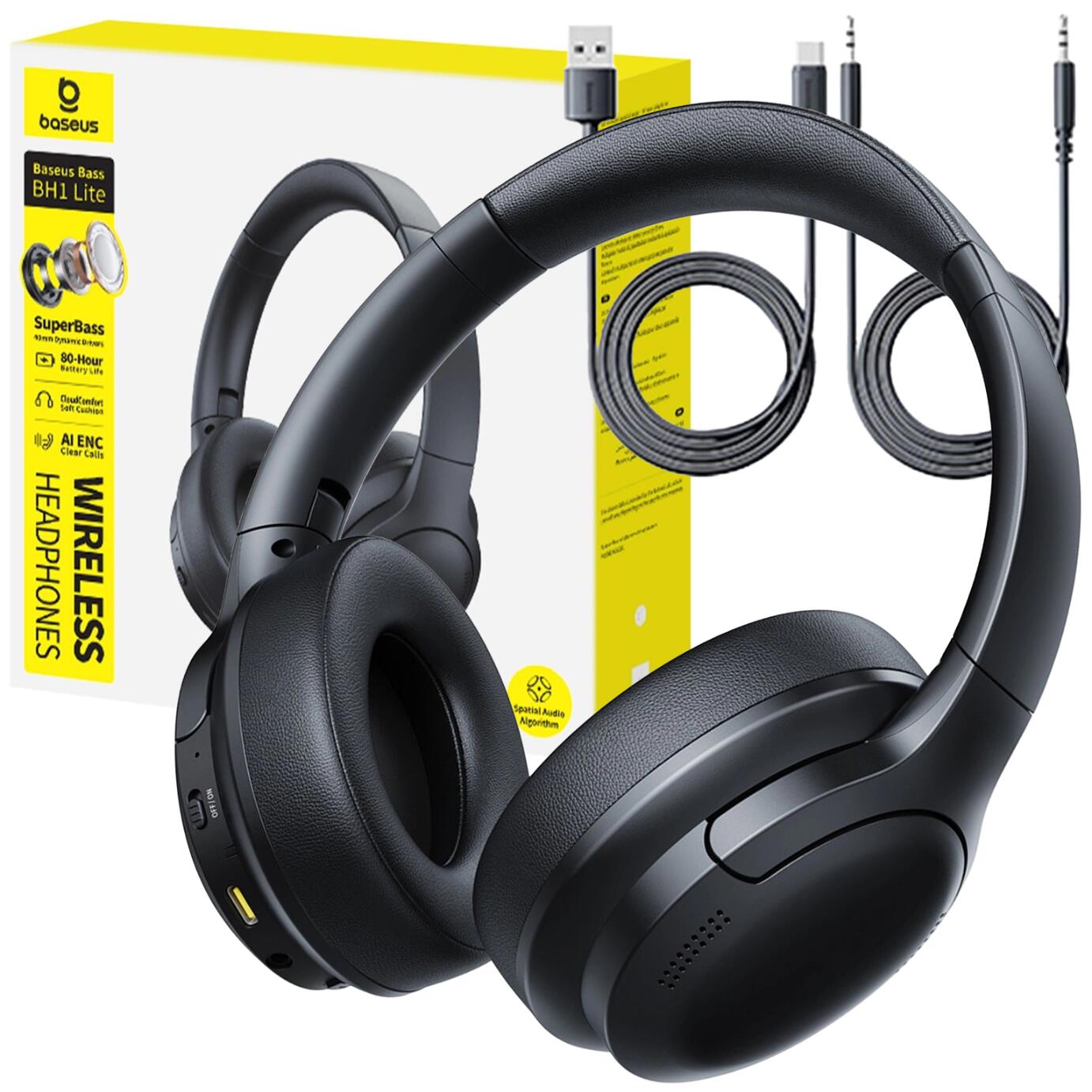 Słuchawki bezprzewodowe Baseus Bass BH1 lite bluetooth 6.0 nauszne usb-c