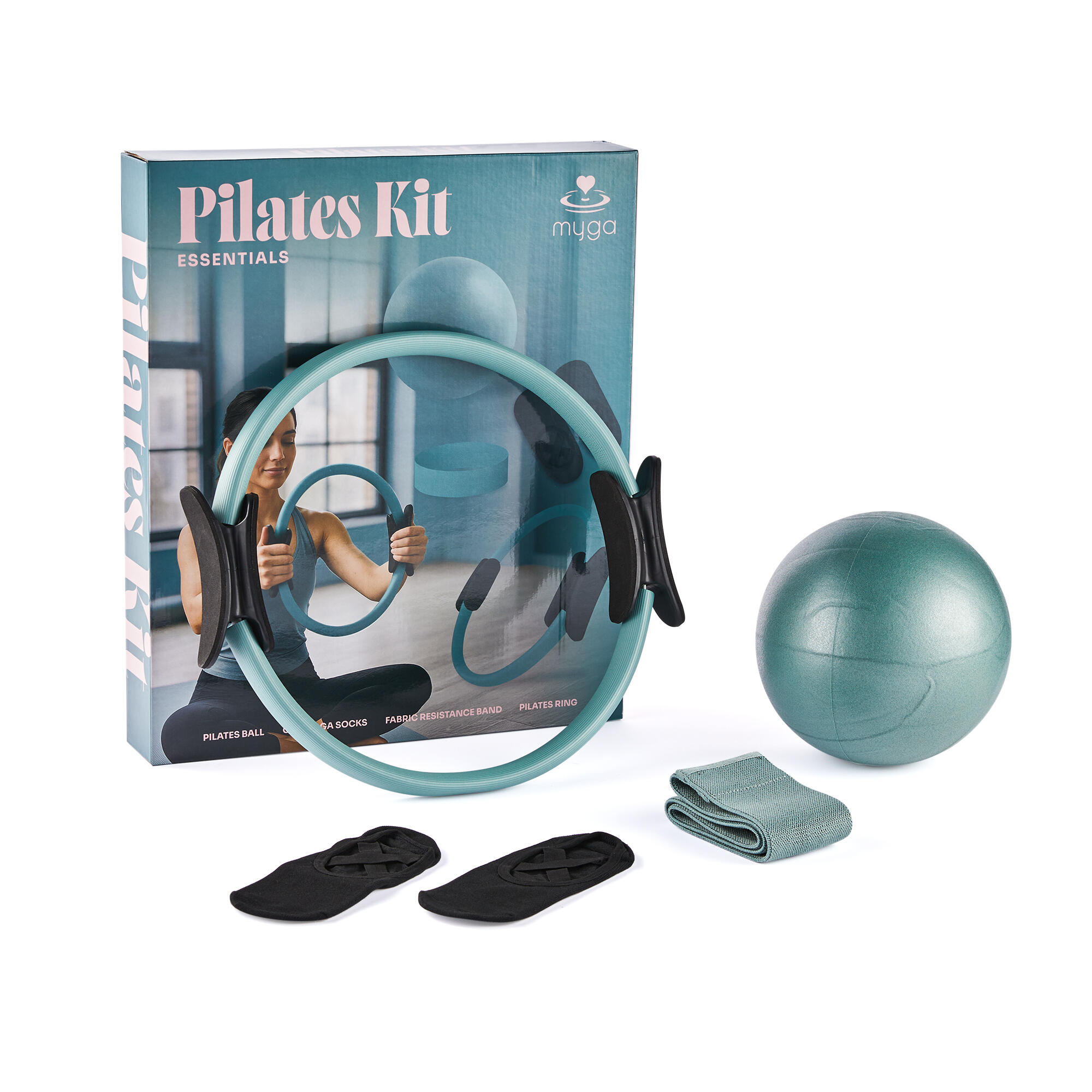 Zestaw do pilatesu myga Pilates Kit Essentials - turkusowy