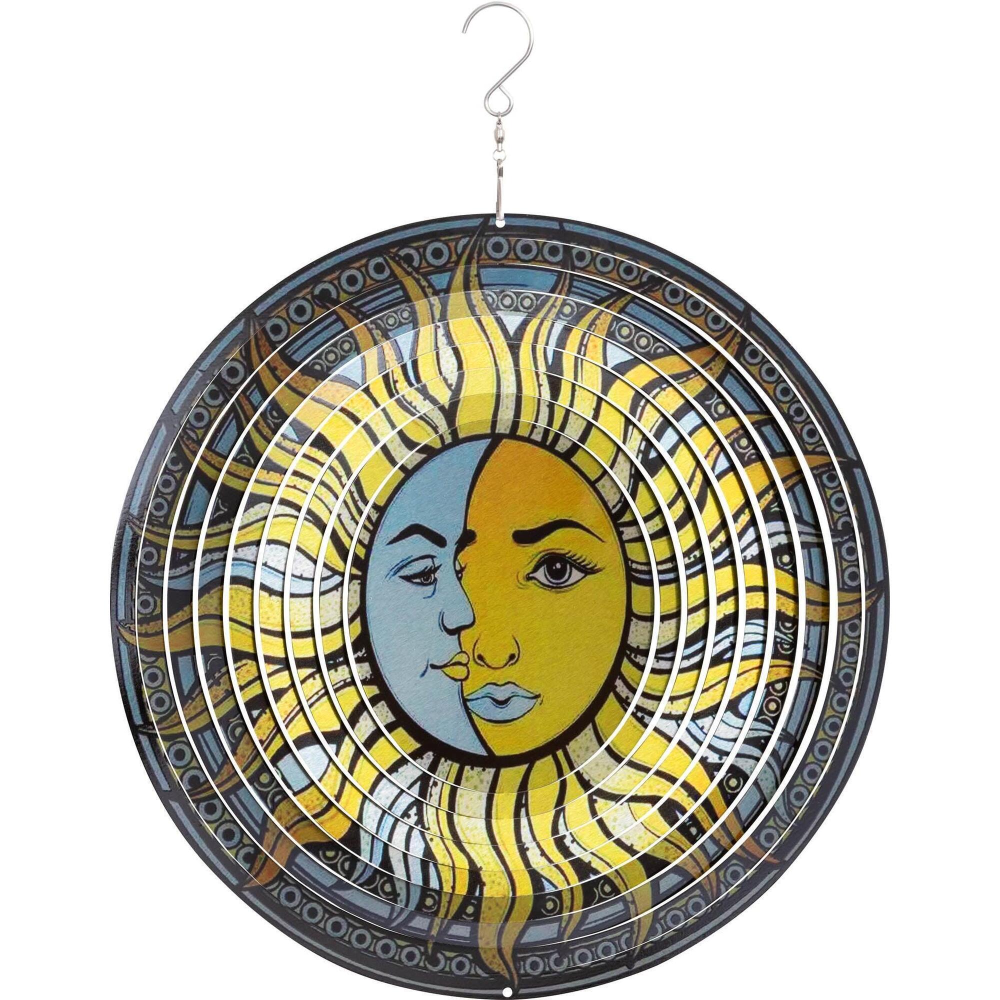 HQ Metalowy wiszący wiatraczek 3D Sun & Moon 110265 Geel 30 x 38 cm