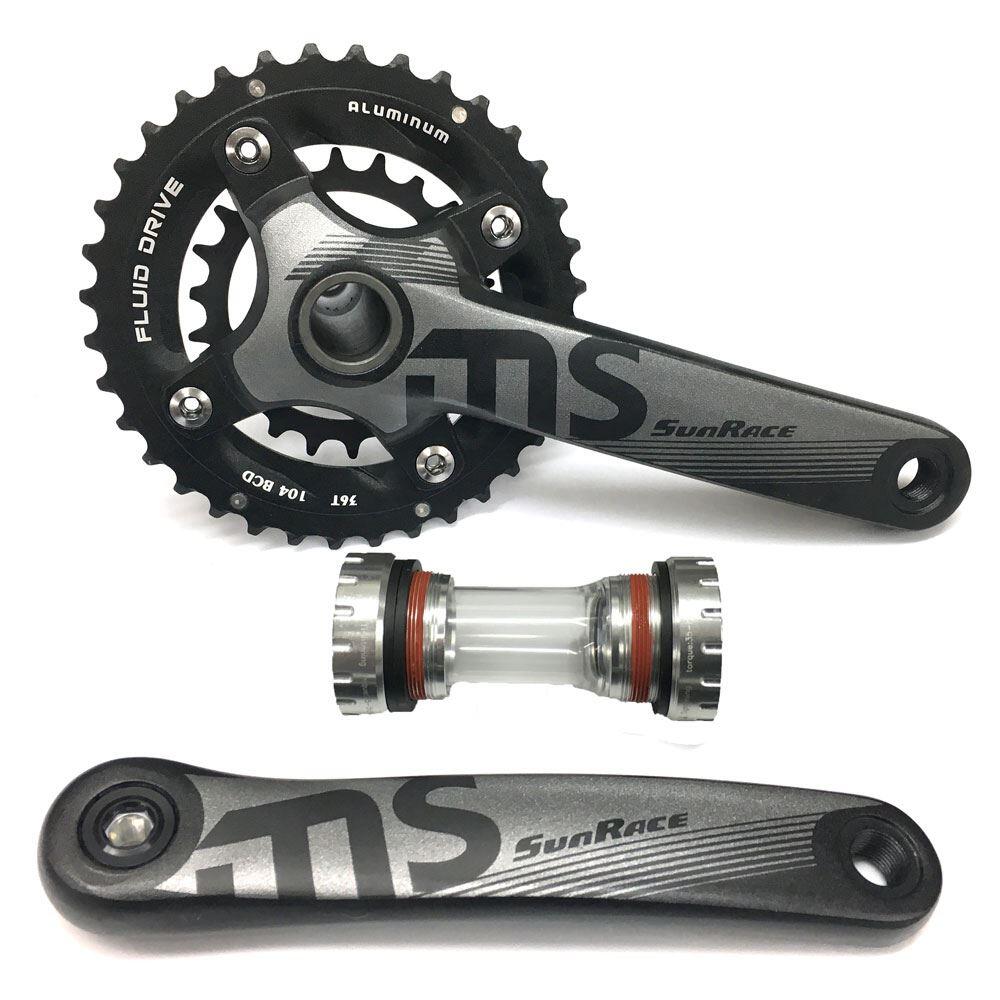 Zintegrowany aluminiowy mechanizm korbowy z gwintowaną panewką Sunrace Ms10 10V