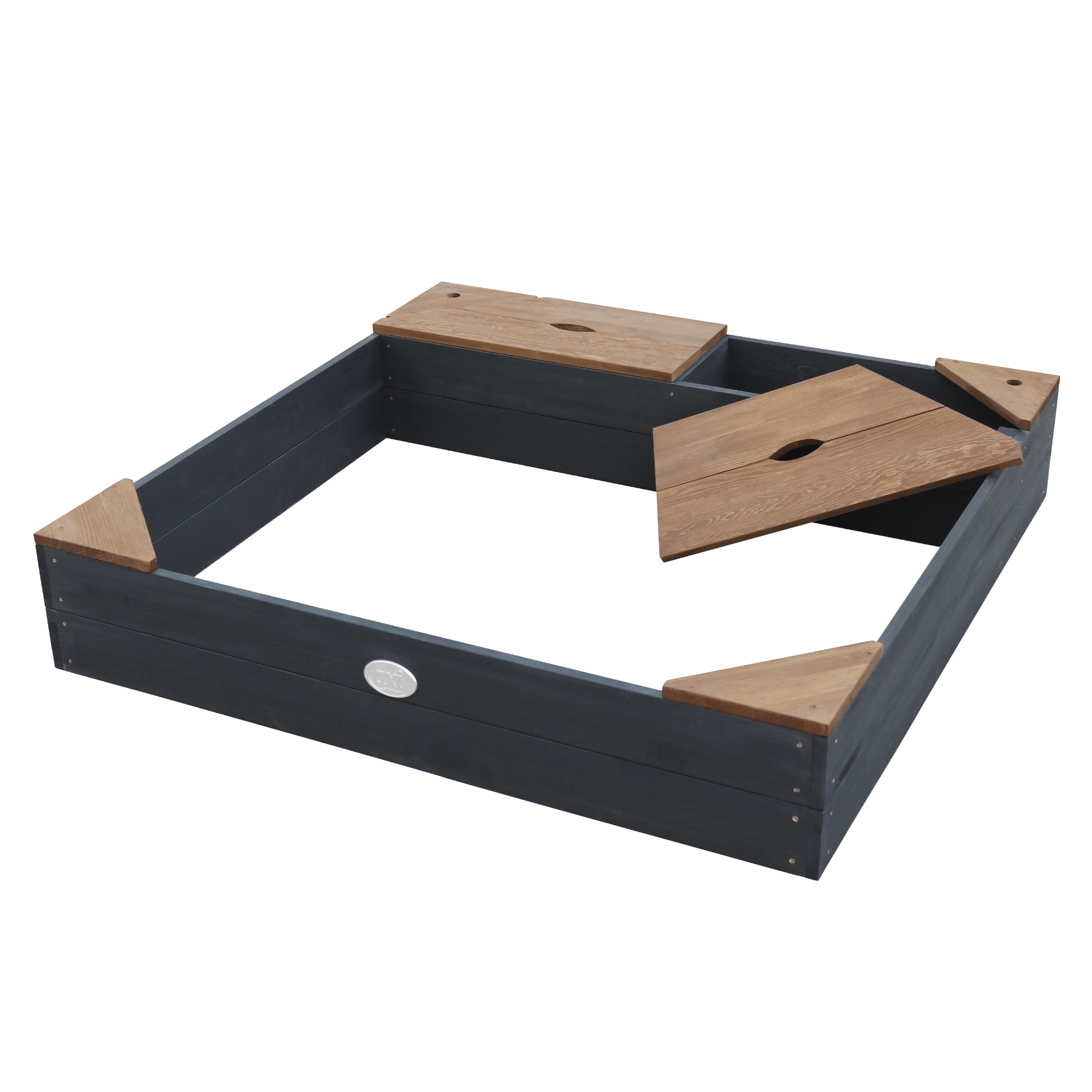 AXI Amy Piaskownica z lawka i schowkami - antracytowo-brazowa - 115 x 115 cm