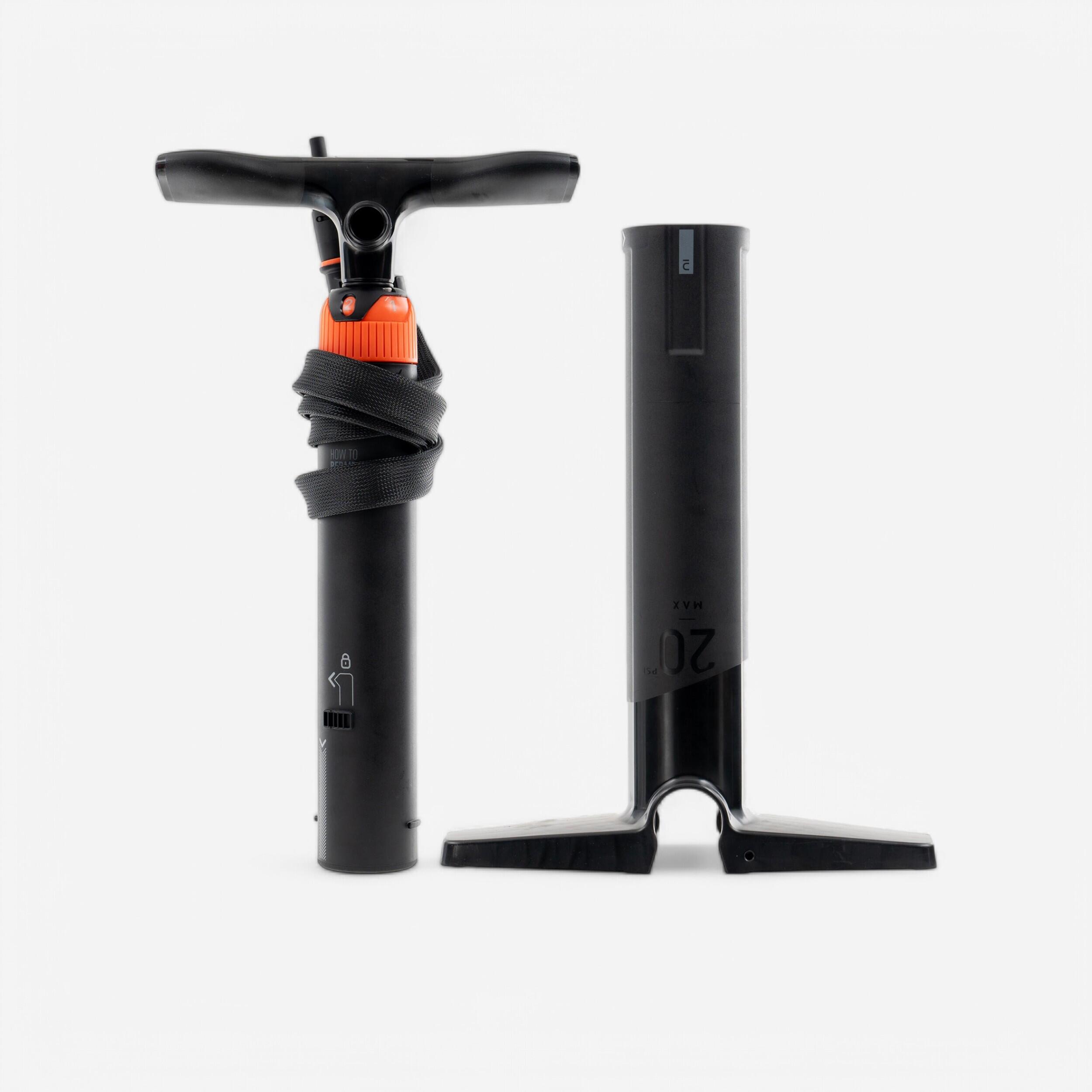 Pompka do SUP/kajaka Decathlon Compact wysokociśnieniowa dwustopniowa 0 -20 PSI