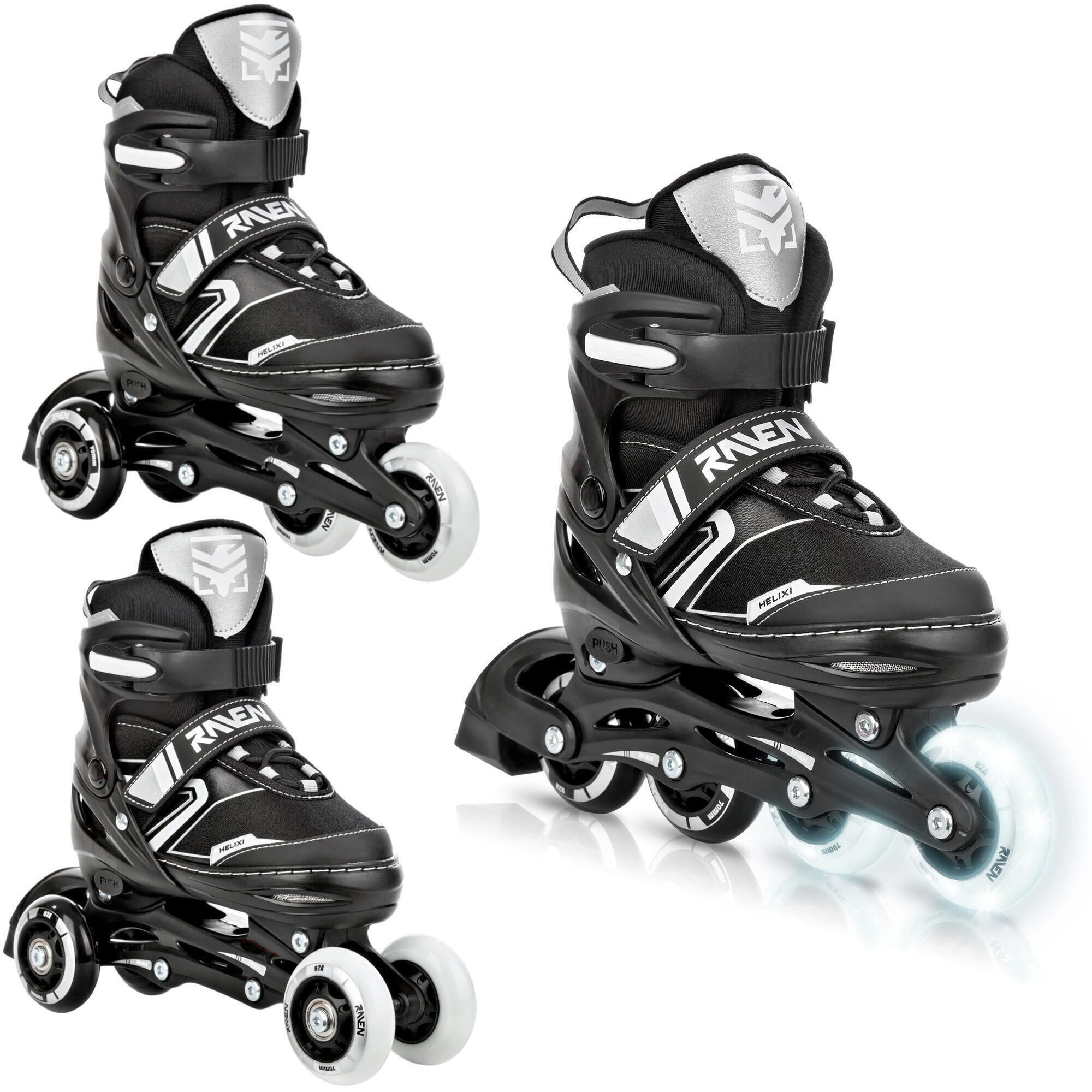 Rolki Wrotki 3w1 Regulowane Raven Helixi Kółka LED