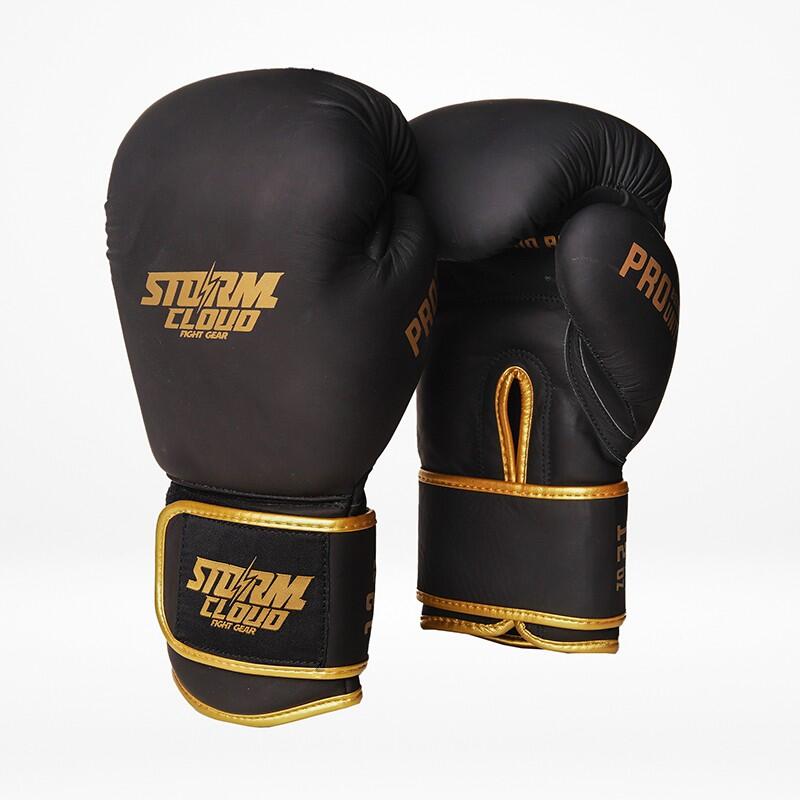 Rękawice Bokserskie ze skóry naturalnej Boxing StormCloud Pro Czarne/Złote