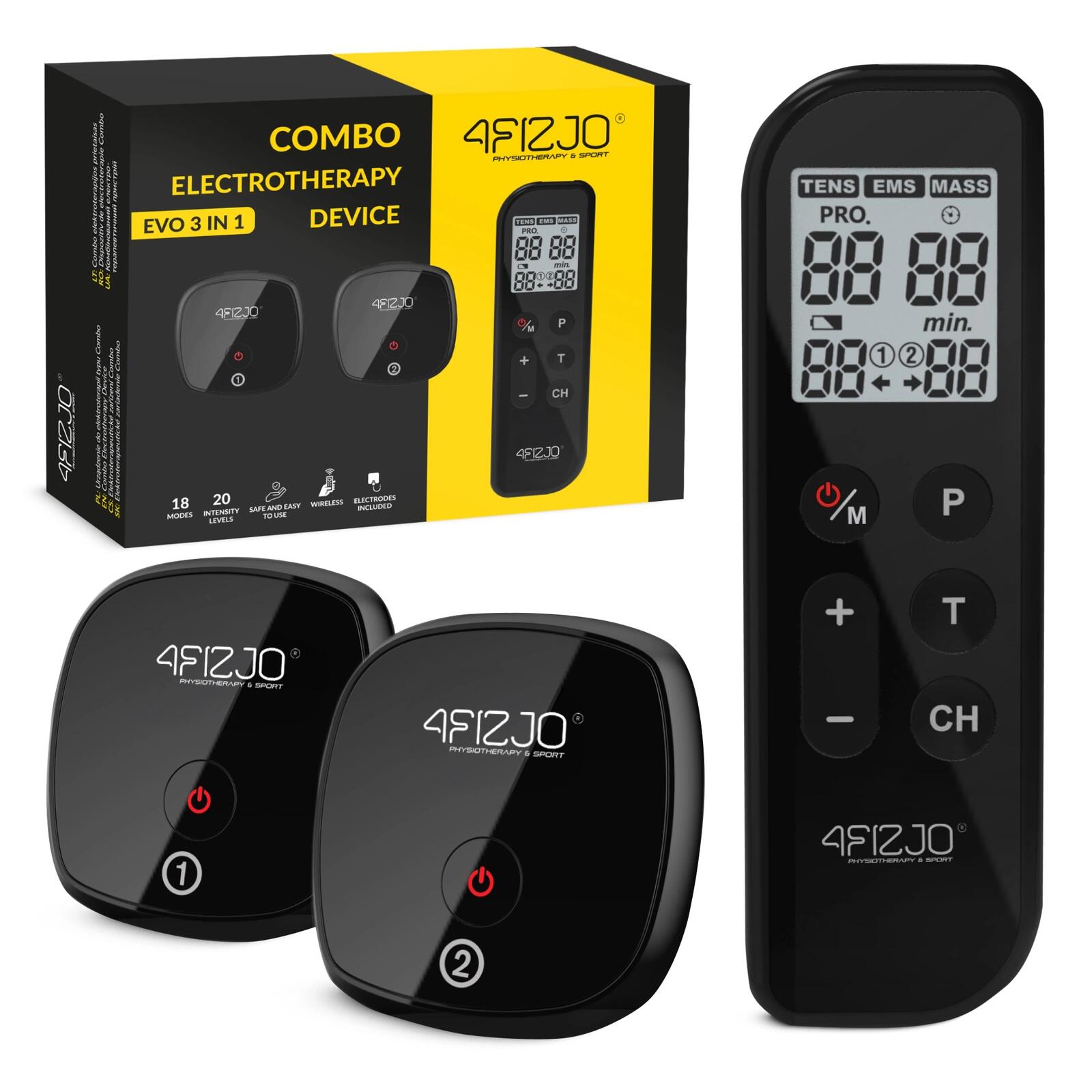 Elektrostymulator do rehabilitacji mięśni 4FIZJO bezprzewodowy 3w1 COMBO