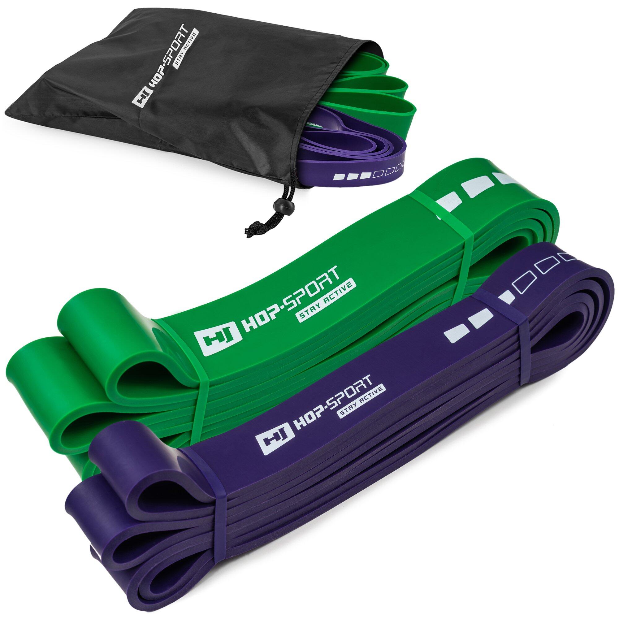 Zestaw 2 gum oporowych do ćwiczeń fitness Hop-Sport 16-57kg
