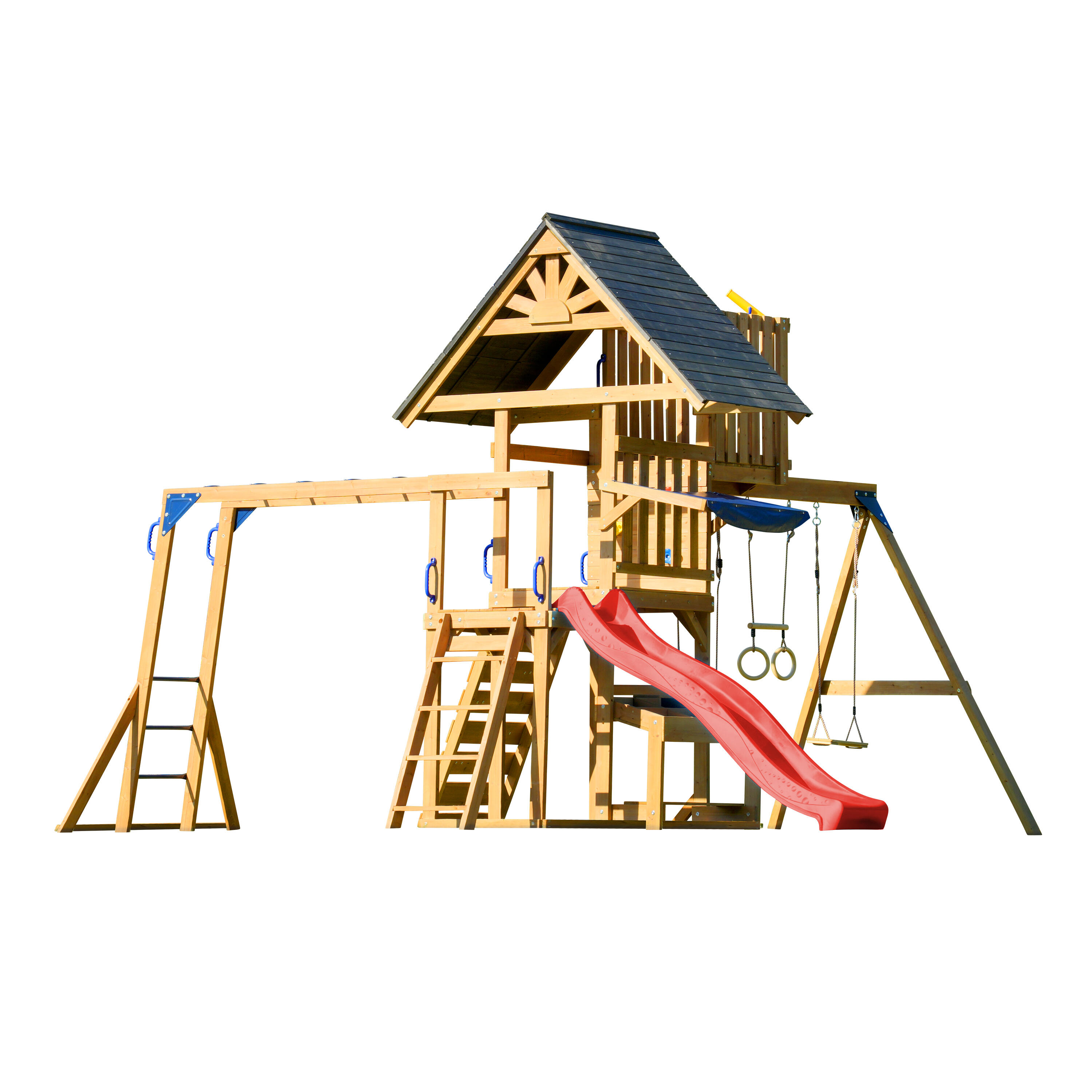 AXI Mitch Drewniany plac zabaw z 2 huśtawkami i zjeżdżalnią