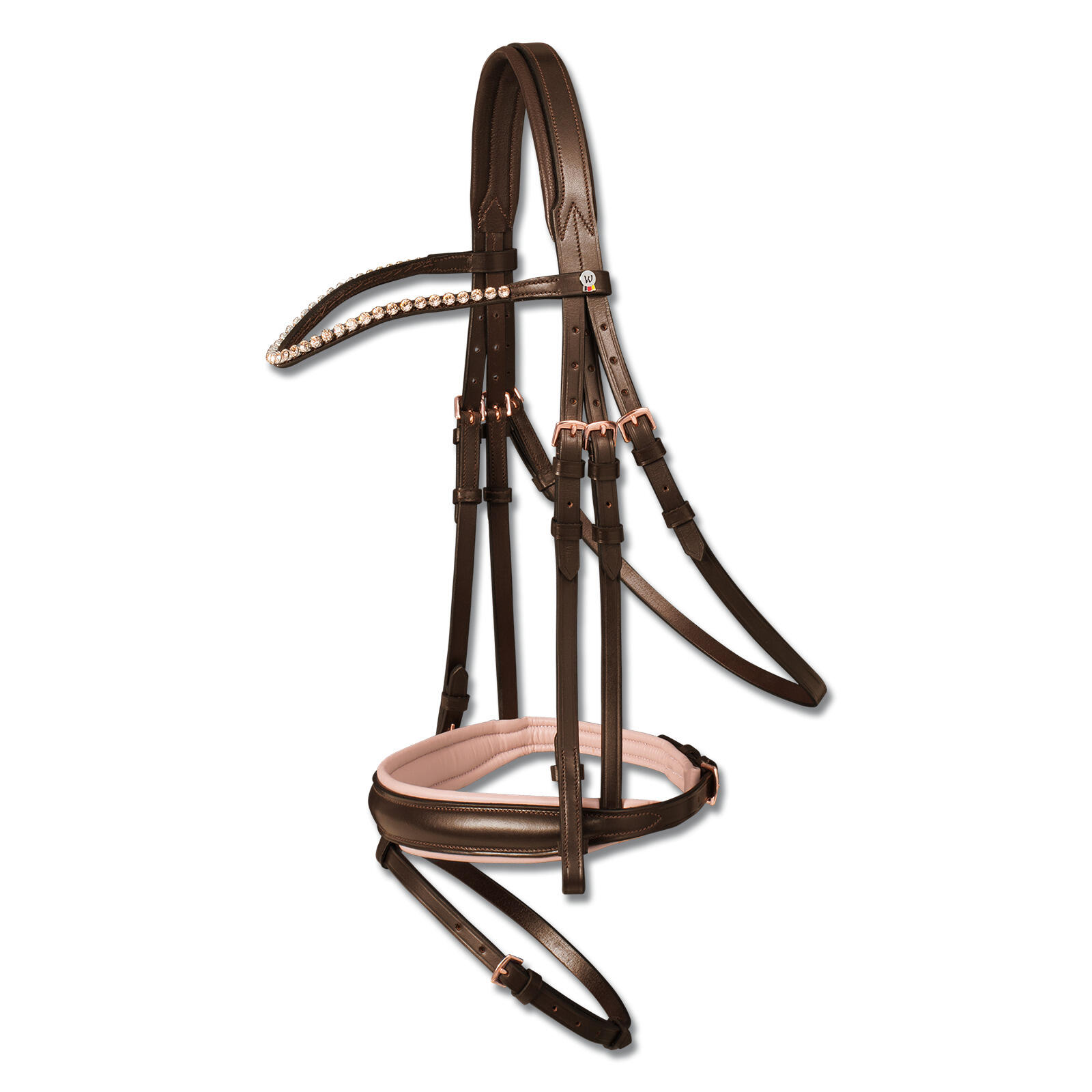 Wędzidło jeździeckie z połączeniem muzelki różowe Waldhausen X-Line