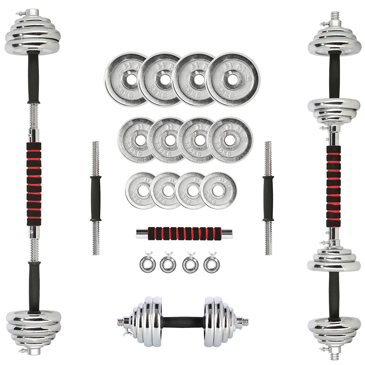 Sztangielki – sztanga w walizce chrom 2x10 kg HMS STC