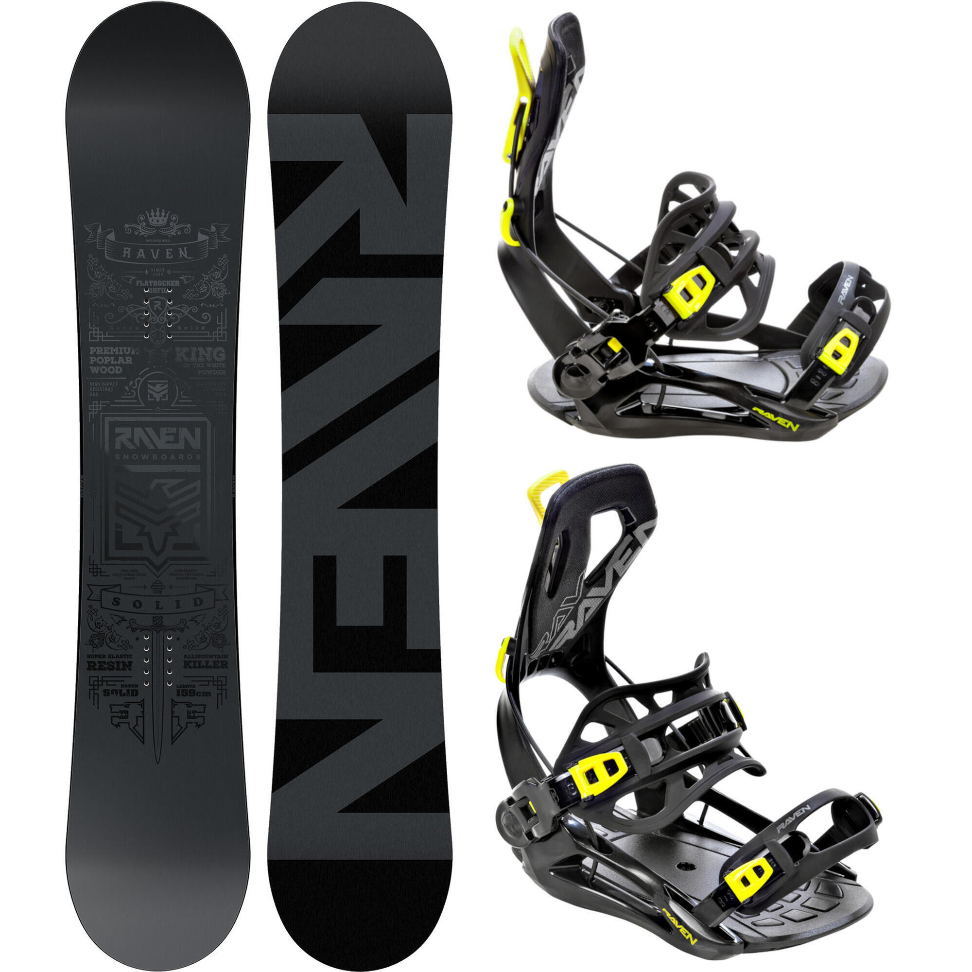 Zestaw Deska snowboardowa Raven Solid Steel + wiązania Raven FT360
