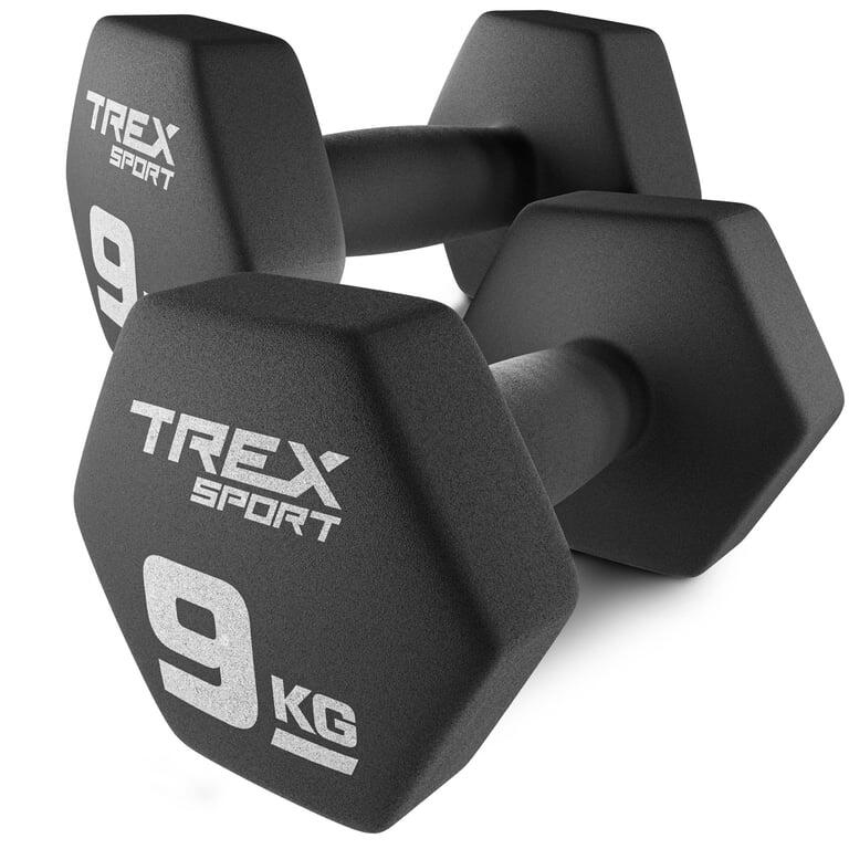 Zestaw hantelek żeliwnych neoprenowych Trex Sport TX‑090VD 2×9kg