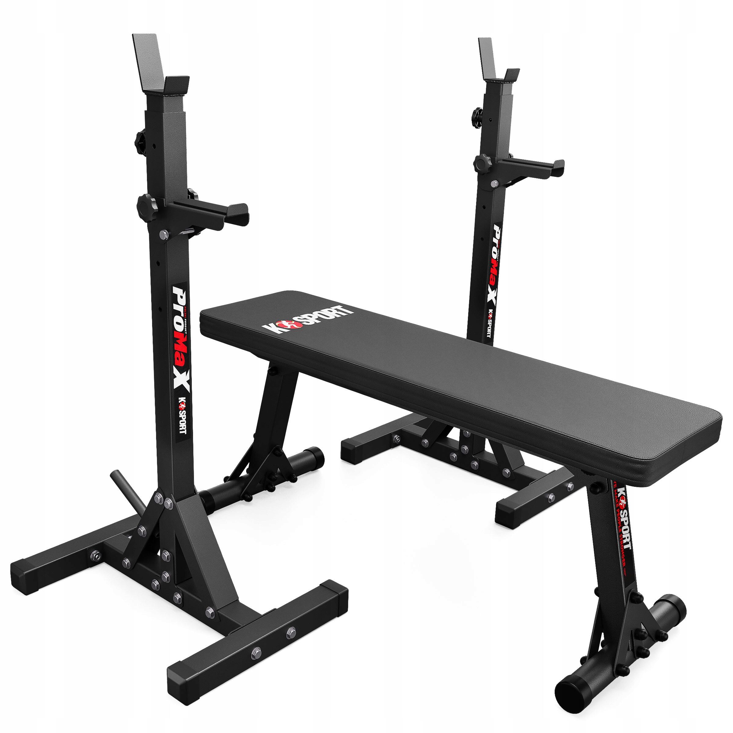 ZESTAW KSH076 STOJAKI (2SZT) TRENINGOWE + ŁAWKA SKŁADANA K-sport KSH076