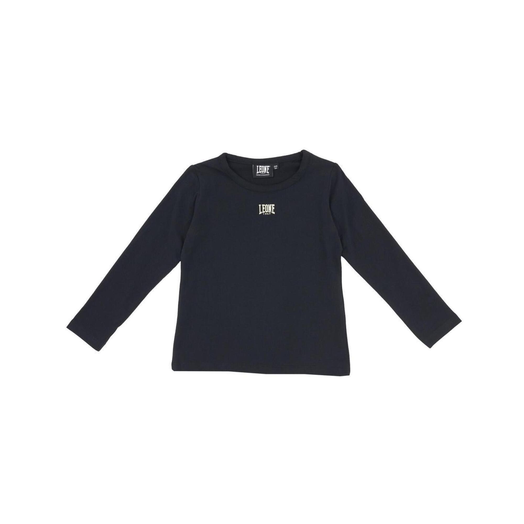 Dziewczęcy T-shirt z długim rękawem i małym logo Basic