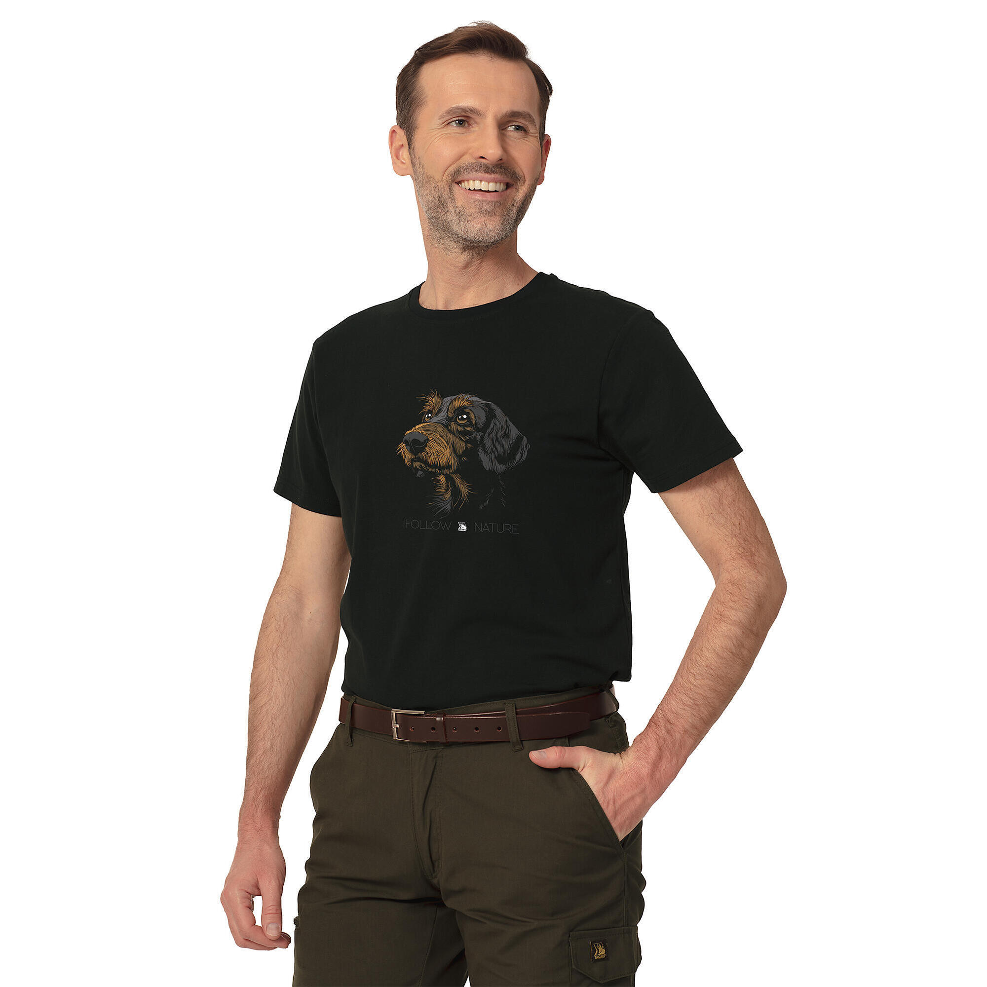 T-shirt myśliwski męski Tagart FNT Jamnik Black z nadrukiem