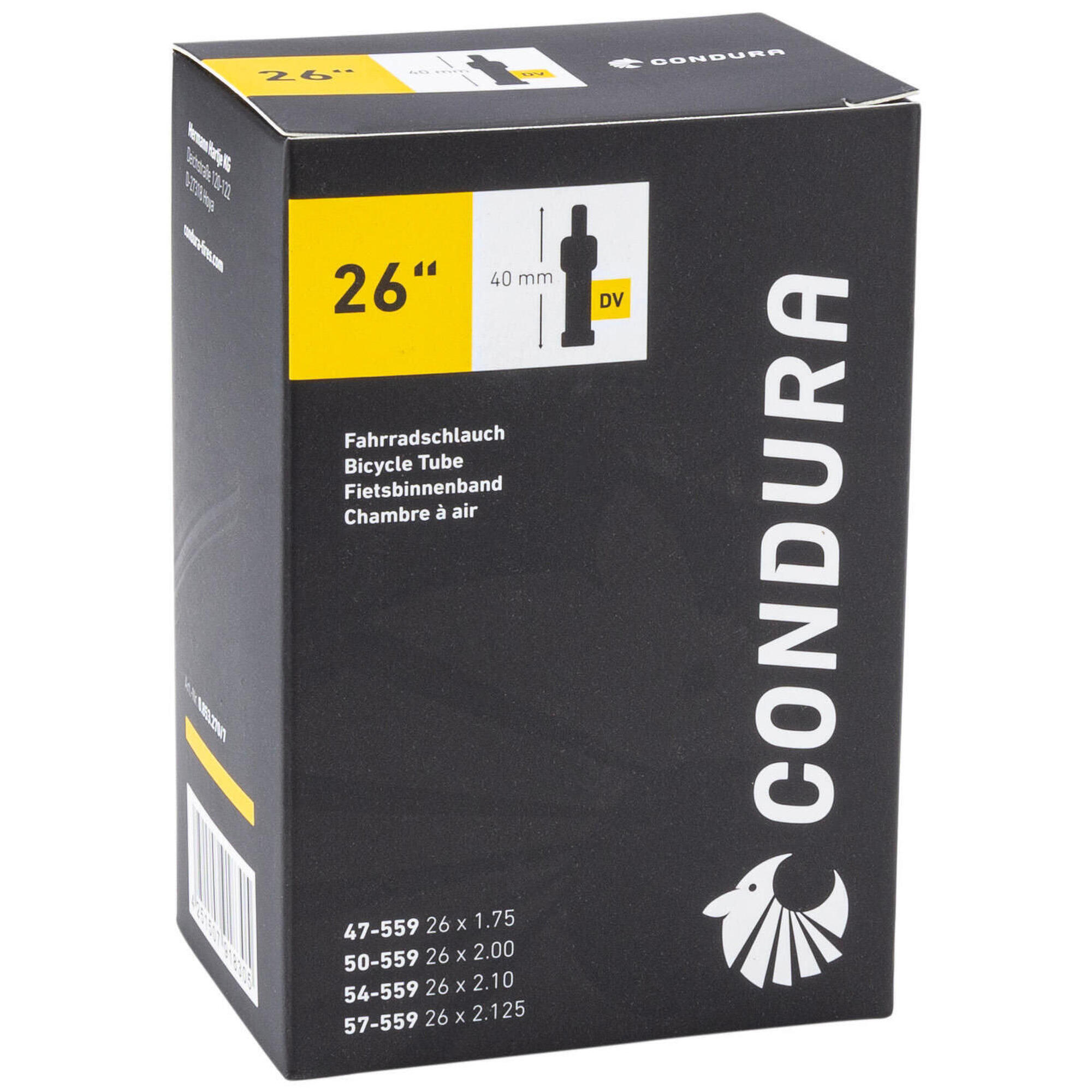 Wewnętrzna Dętka Condura 26" dv40 47/57-559 do Rowerów Miejskich