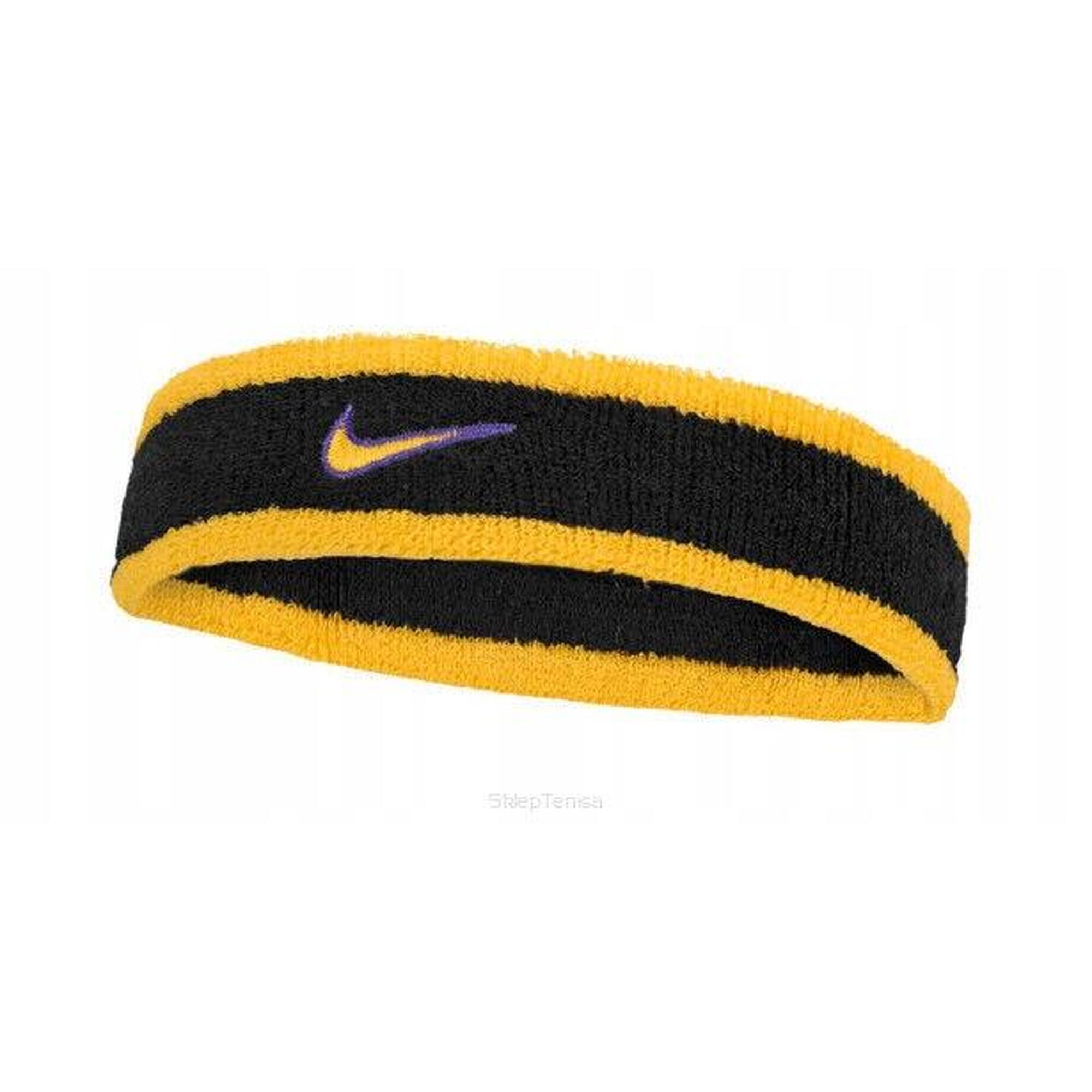 Frotka tenisowa na głowę Nike Swoosh Headband żółto-czarna