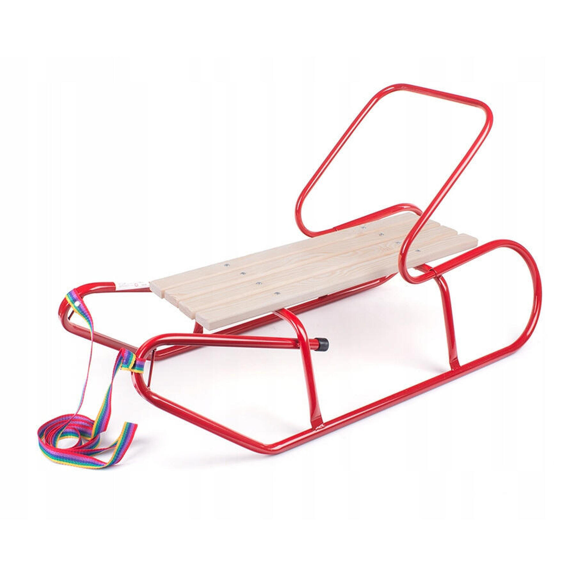 Sanki metalowe z oparciem dla dzieci bordowe